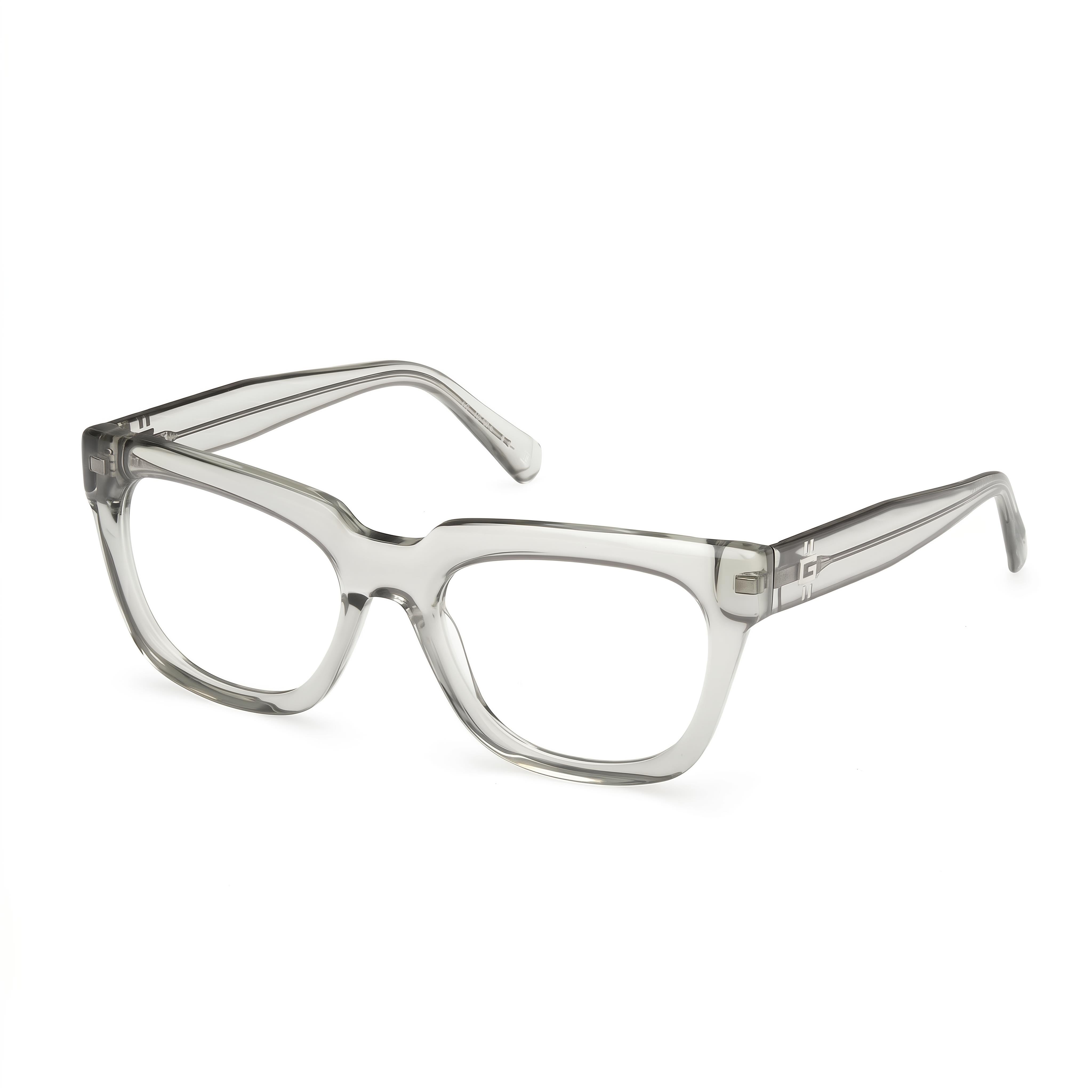 Guess Gu50238 Unisex Rectangle Eyeglasses, Shiny Grey Plastic 53mm, Photo 1