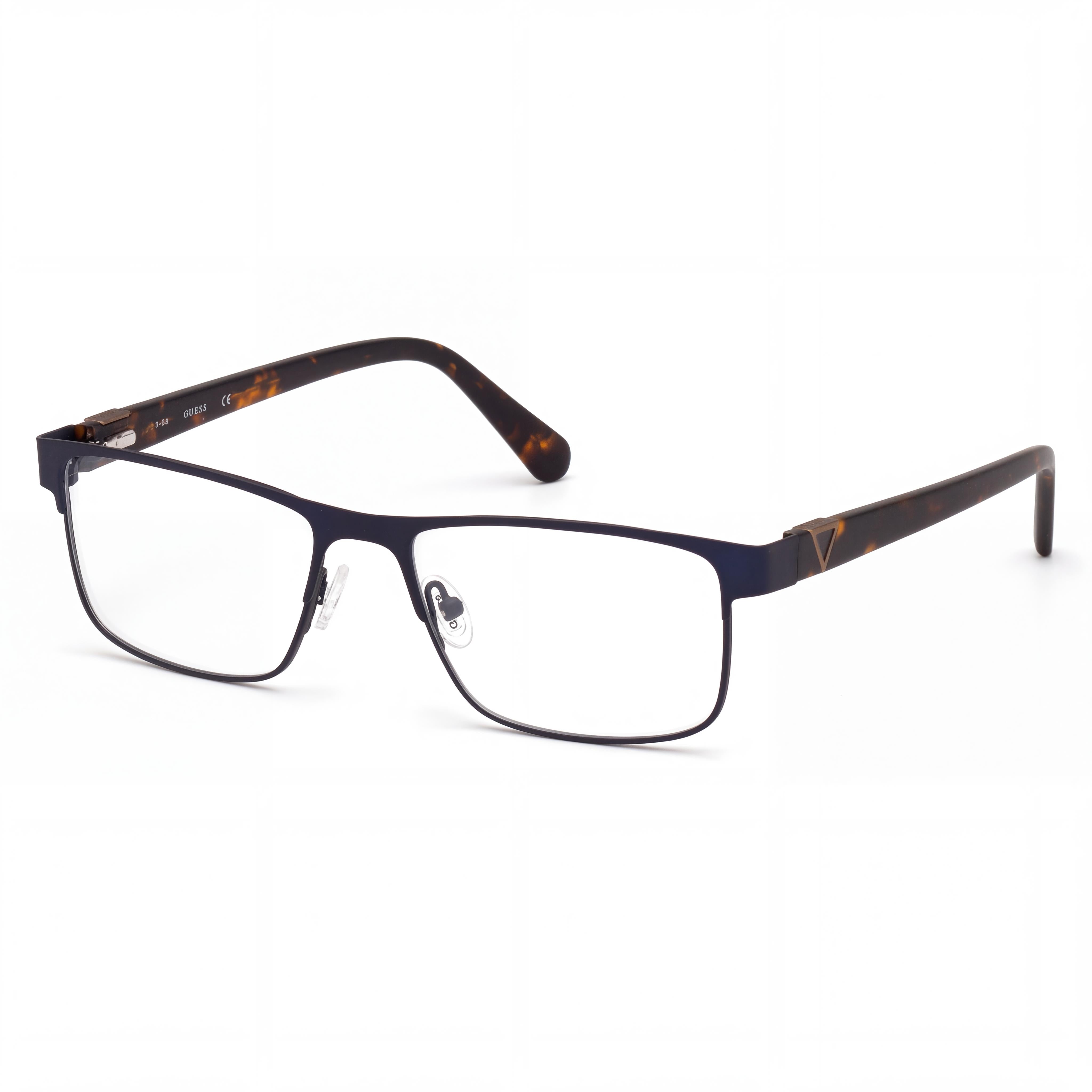 GUESS GU 50003 091 Classic Men's Matte Blue Blonde Havana Metal Non- Polycarbonate Eyeglasses 57mm, Photo 1