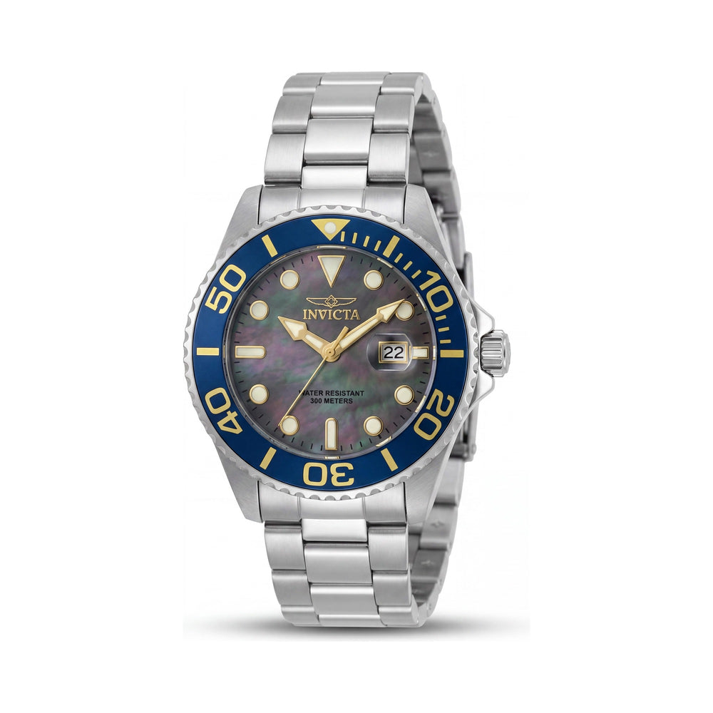 Reloj de cuarzo Invicta Grand Diver 49157 para hombre, de acero inoxidable plateado, esfera de nácar, 30 ATM, caja de 52 mm