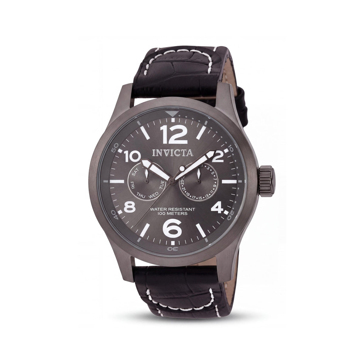 Invicta I-Force 10492 Unisex Quartz Stainless Steel Grey Dial Leather Strap Glow In The Dark Watch 48mm, Photo 1