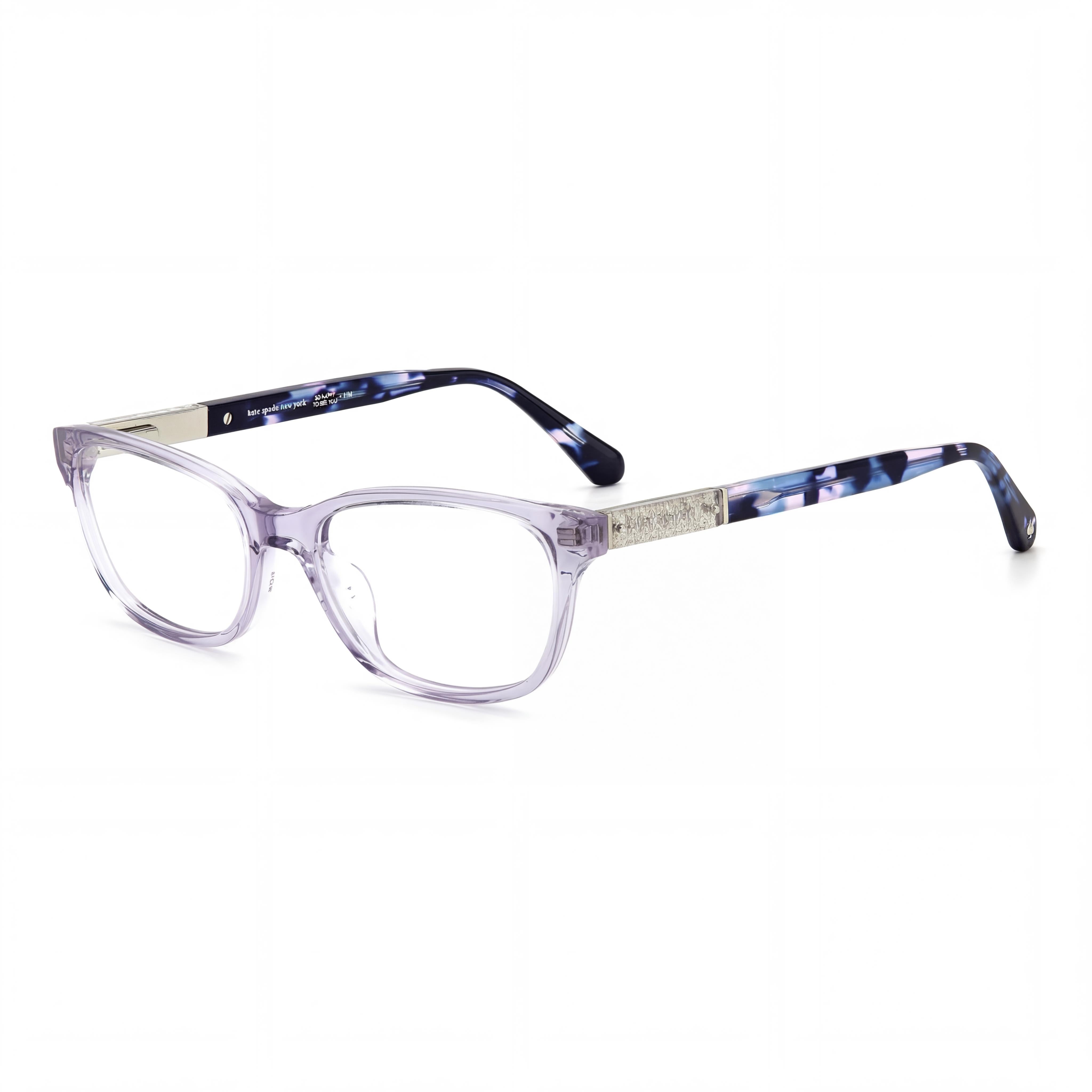 kate spade new york 106179 Classic Eyeglasses for Unisex, Transparent Lilac Violet Acetate Frame, 51mm Lens Width, Photo 1