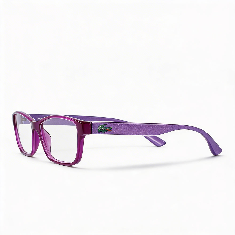 Gafas rectangulares Lacoste L3803b Mi para niños con montura de grilamid morado mate, lentes de 51 mm