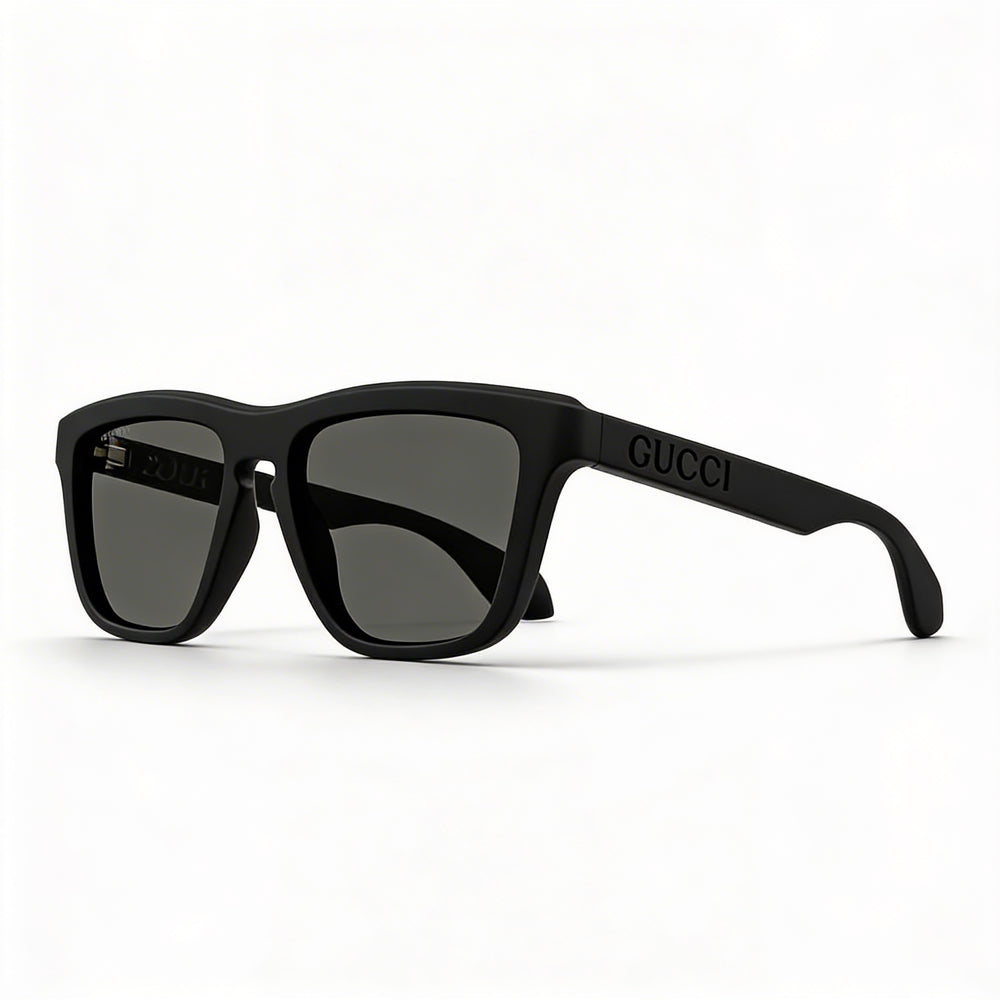 Gucci Casual Sunglasses for Men, Black Acetate Frame, Grey Non-Polarized Lenses, 55mm Lens Width