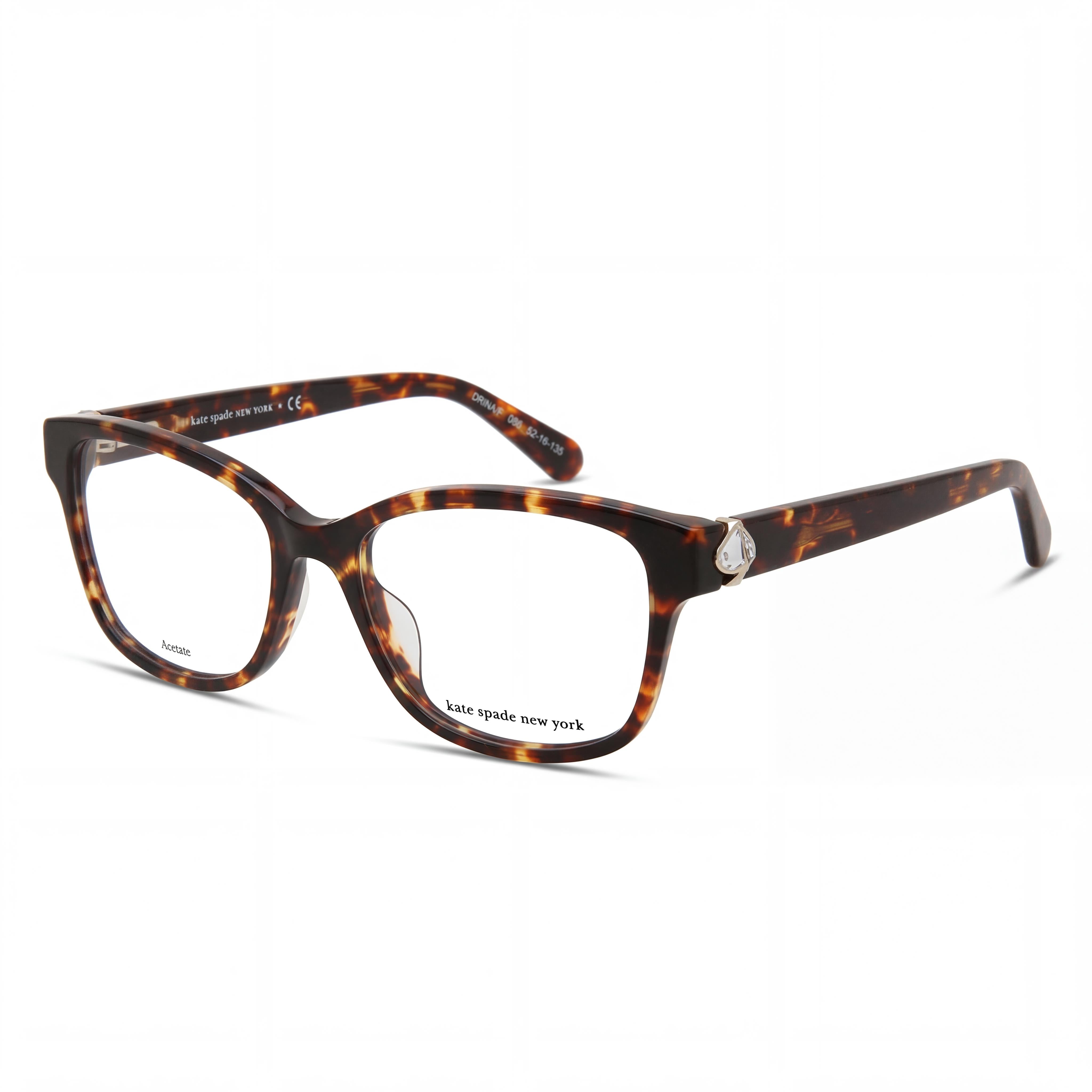 kate spade new york Reilly/G Women's Havana Gold-Logo Butterfly Full Rim Plastic Frame Non- Eyeglasses 51mm, Photo 1