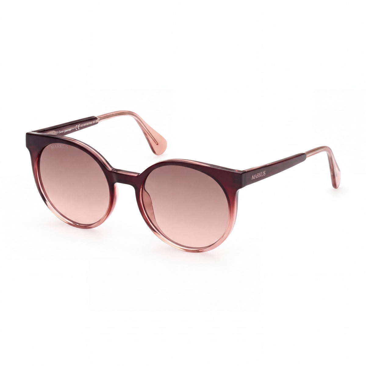 Max & Co. MO0012 Women's Round Full Rim Plastic Sunglasses, Dark Brown Frame, Gradient Brown Lenses, 53mm, Photo 1