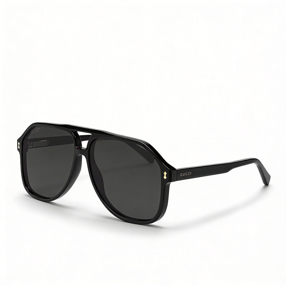 Gafas de sol Gucci GG1042S para hombre, montura de plástico, color negro, dorado y gris, sin polarizar, graduadas, de 60 mm