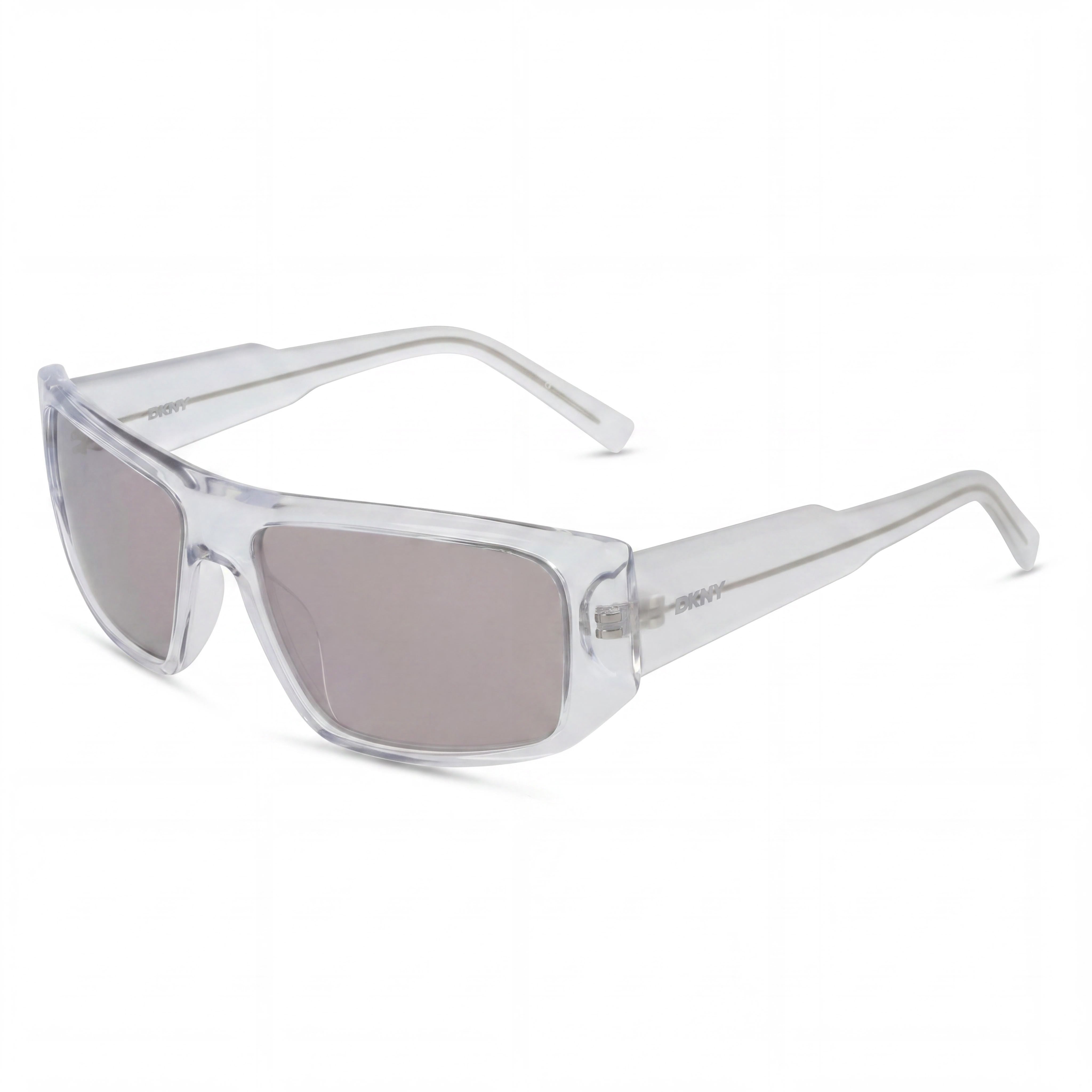 DKNY Dk555s Women's Crystal Clear Plastic Frame Non-Polarized UV Protected Smoke Gunmetal Flash Lenses 57mm, Photo 1