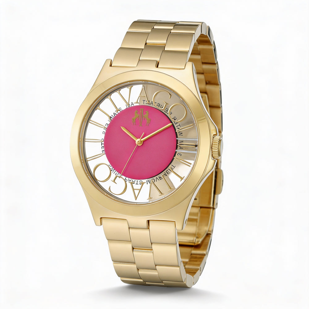 Reloj de cuarzo Jivago Casual para mujer, de acero inoxidable, color rosa, de 40 mm