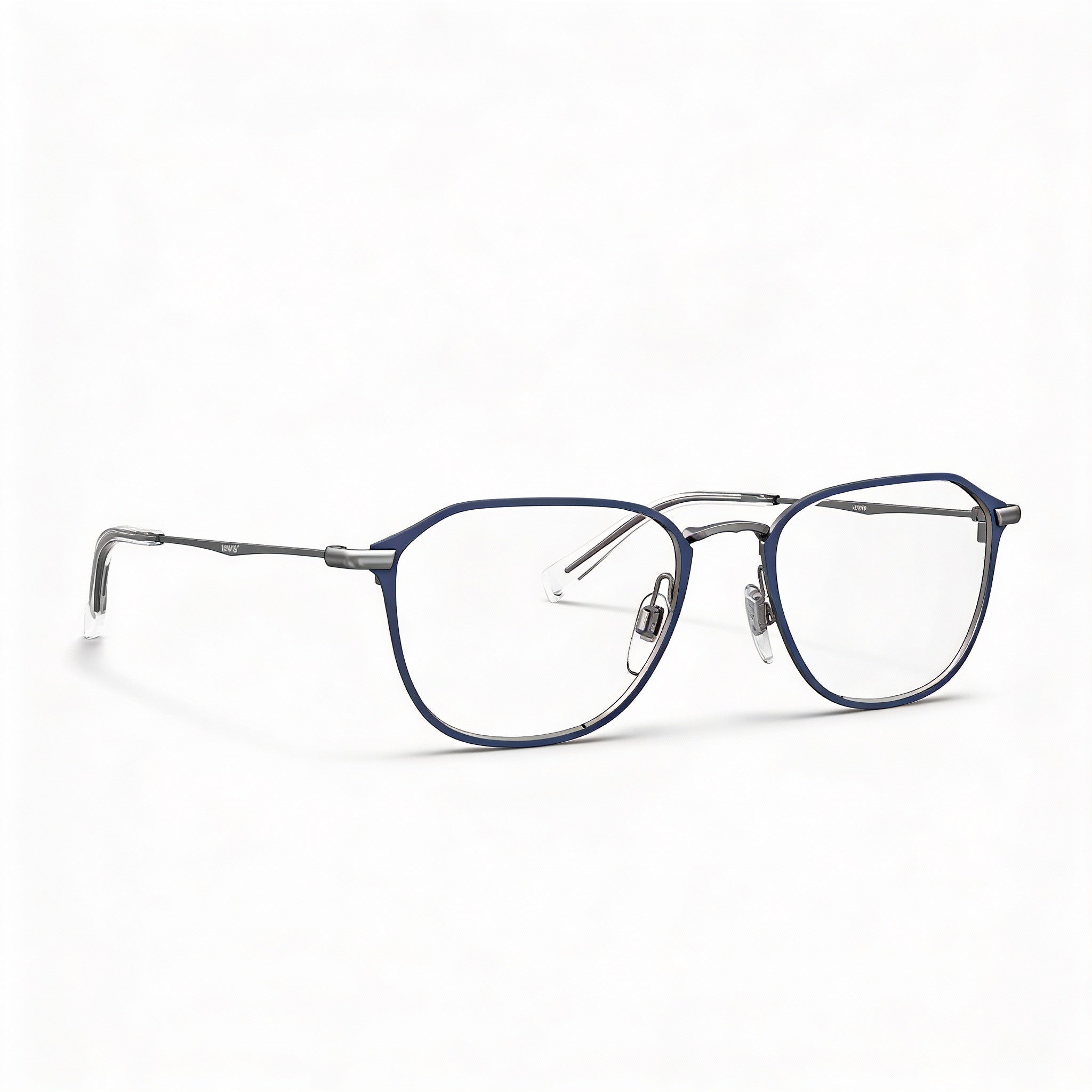 Gafas graduadas Levi's LV 5010 para hombre, de metal azul mate, con lentes de 52 mm, puente de 19 mm y patillas de 145 mm., Photo 1