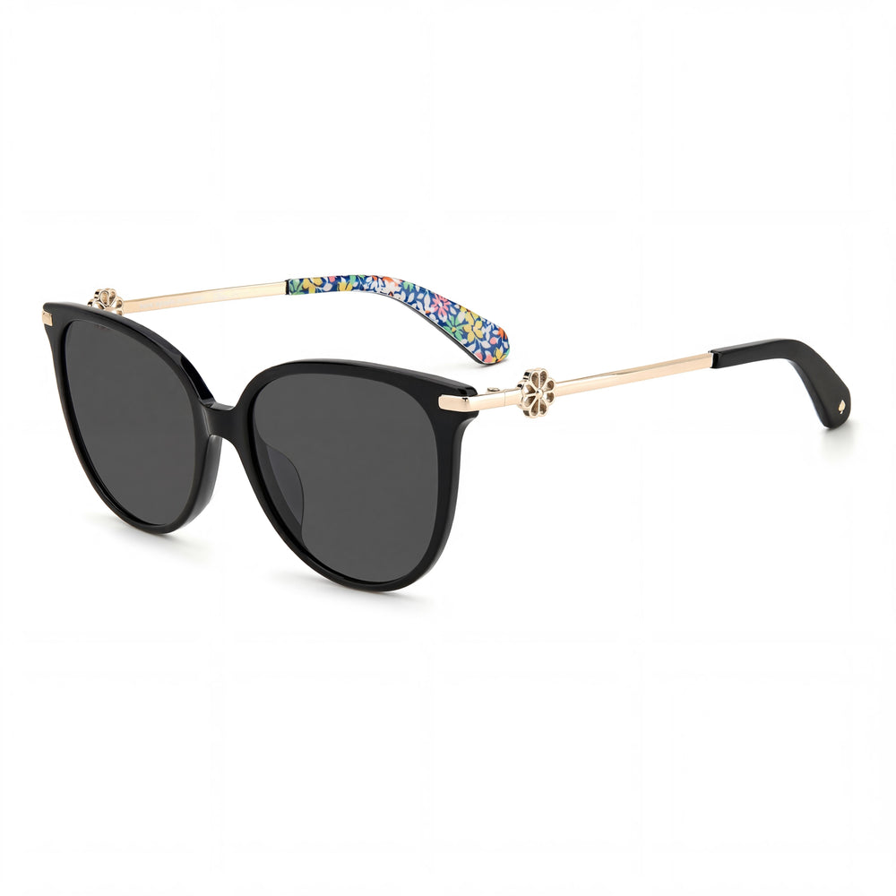 Kate Spade New York Gafas de Sol de Plástico para Mujer, Clásicas, con Protección UV, en Negro y Gris, de 60 mm