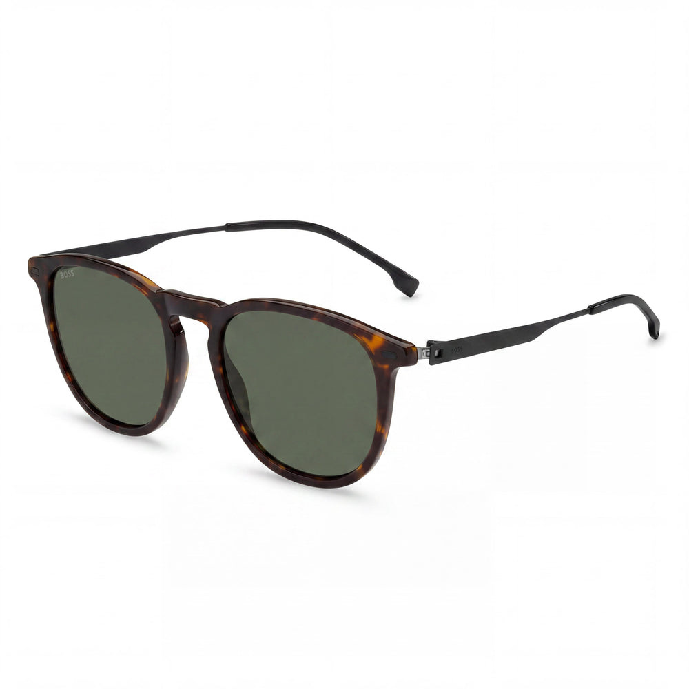 Hugo Boss Boss 1639/S Rectangular Women's Lightweight Havana Matte Black Acetate Green Lens Sunglasses 52mm