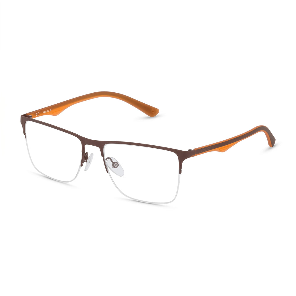 Gafas de sol unisex con montura metálica moderna de Police, color marrón transparente naranja/marrón oscuro brillante, 53 mm