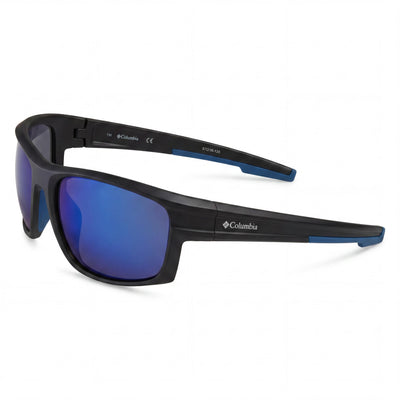 Columbia C533sp Mountainshyre Men's Rectangle Sunglasses, Matte Black Plastic Frame, Blue Mirror Lenses, 100% UV, 63mm