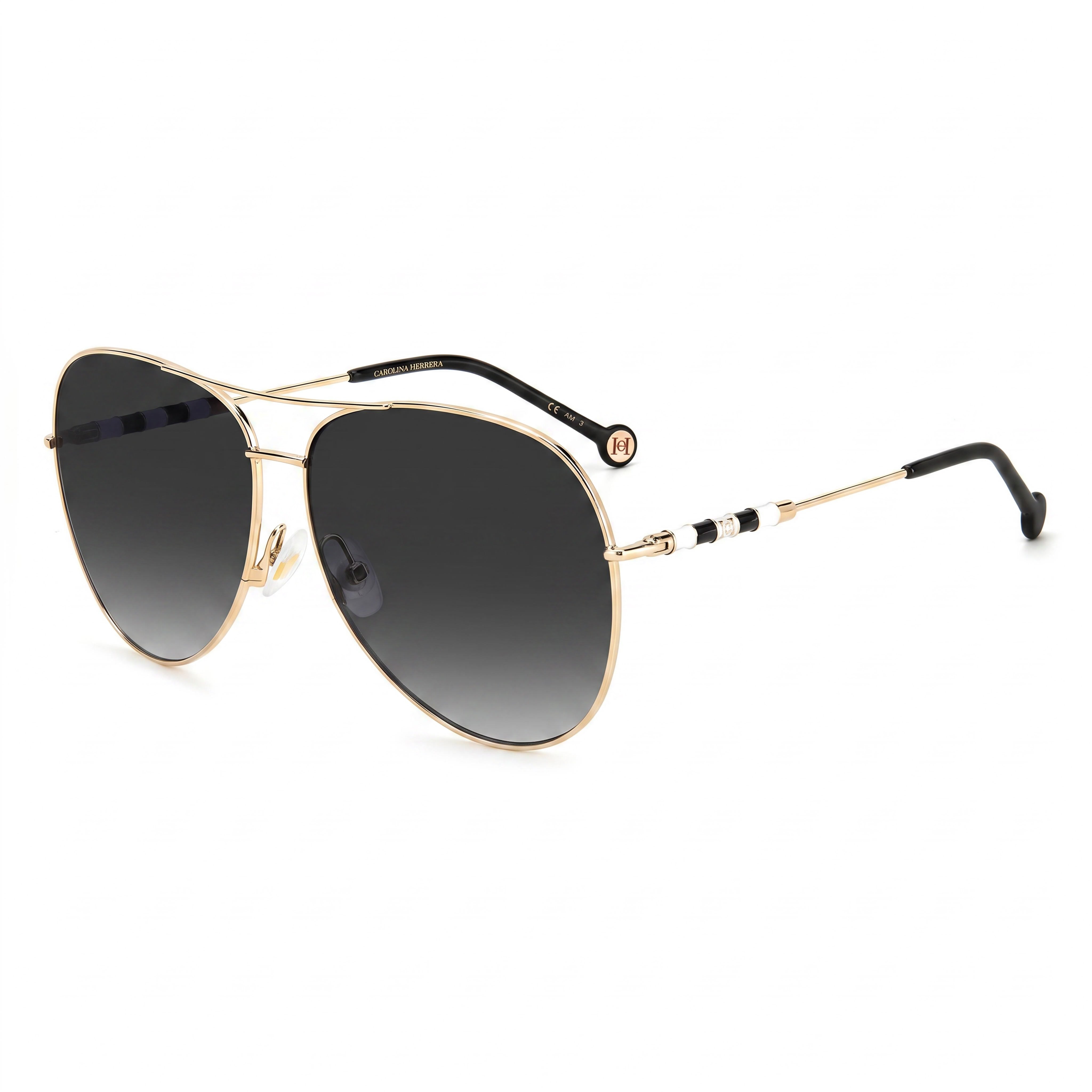 Gafas de sol Carolina Herrera Ch 0034/S para mujer, de acero inoxidable con lentes doradas y sombreado gris, 100 % protección UV, 64 mm, Photo 1