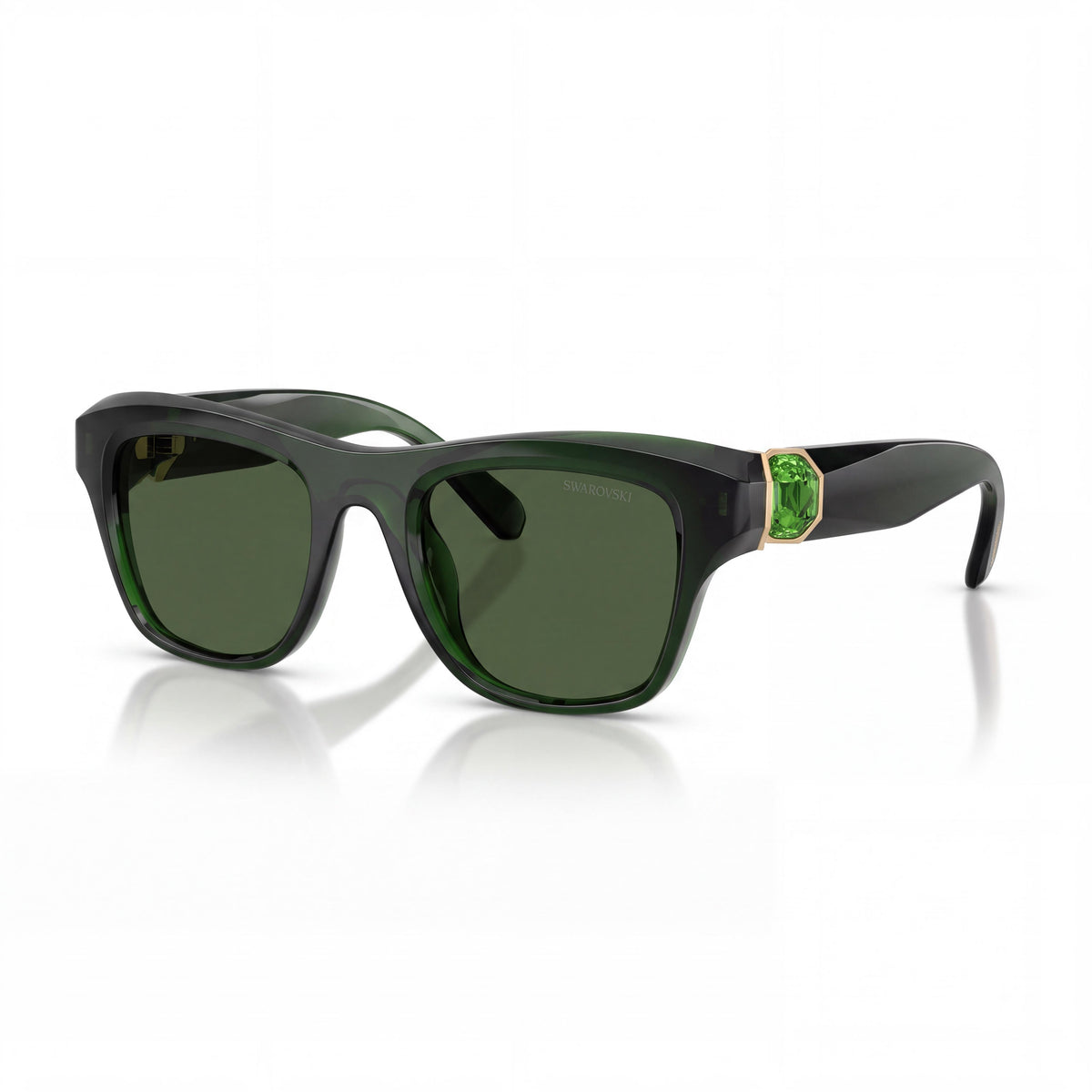 Swarovski Sk6056u Women's Square Milky Dark Green Plastic Frame Dark Green 100% UV Protection Sunglasses 50mm, Photo 1