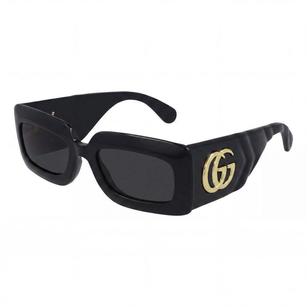 Gucci GG0811S Women's Rectangle Black Frame Grey Lens 53mm UV Protection Sunglasses