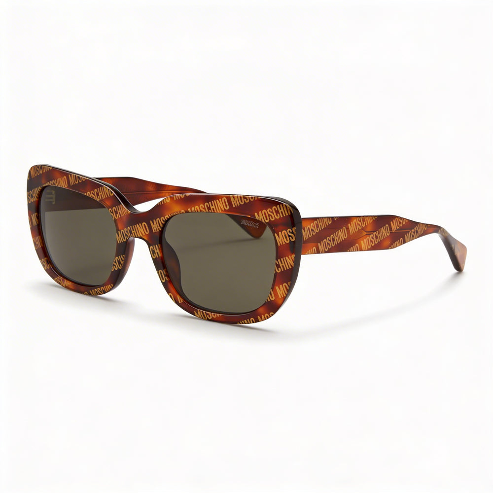 Gafas de sol Moschino MOS132/S para mujer, cuadradas, con diseño Havana, de acetato, con lentes grises, no polarizadas y protección UV, 53 mm