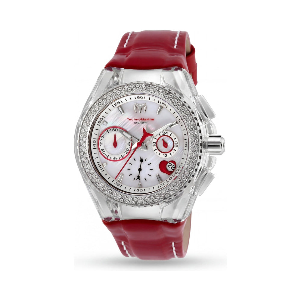 TechnoMarine Women's Cruise Valentine Chronograph 117001 Quartz 37mm Stainless Steel Crystal Mother of Pearl Watch