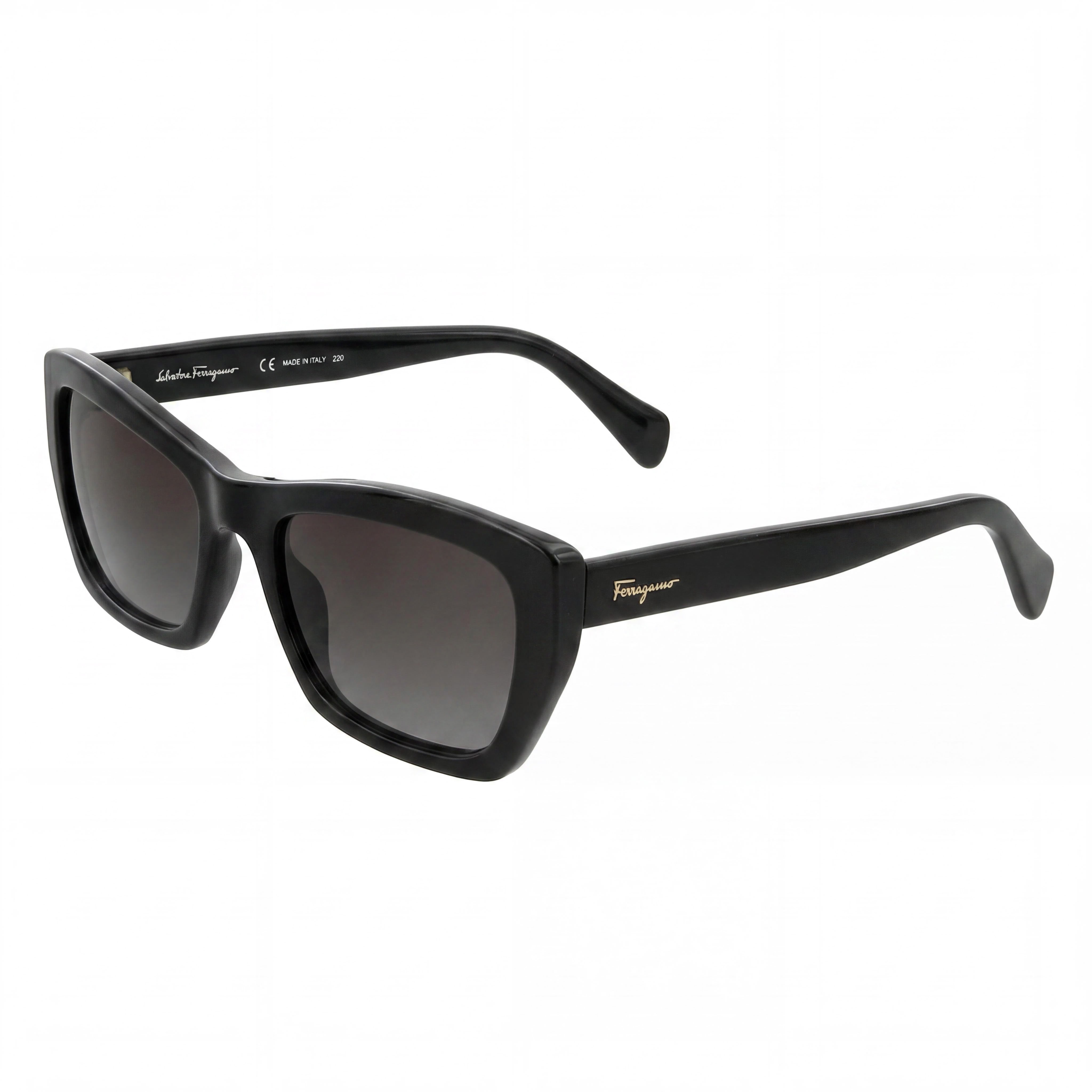Salvatore Ferragamo SF958S Unisex Gafas de sol rectangulares de plástico negro con lentes grises y protección UV del 100% 55mm, Photo 1