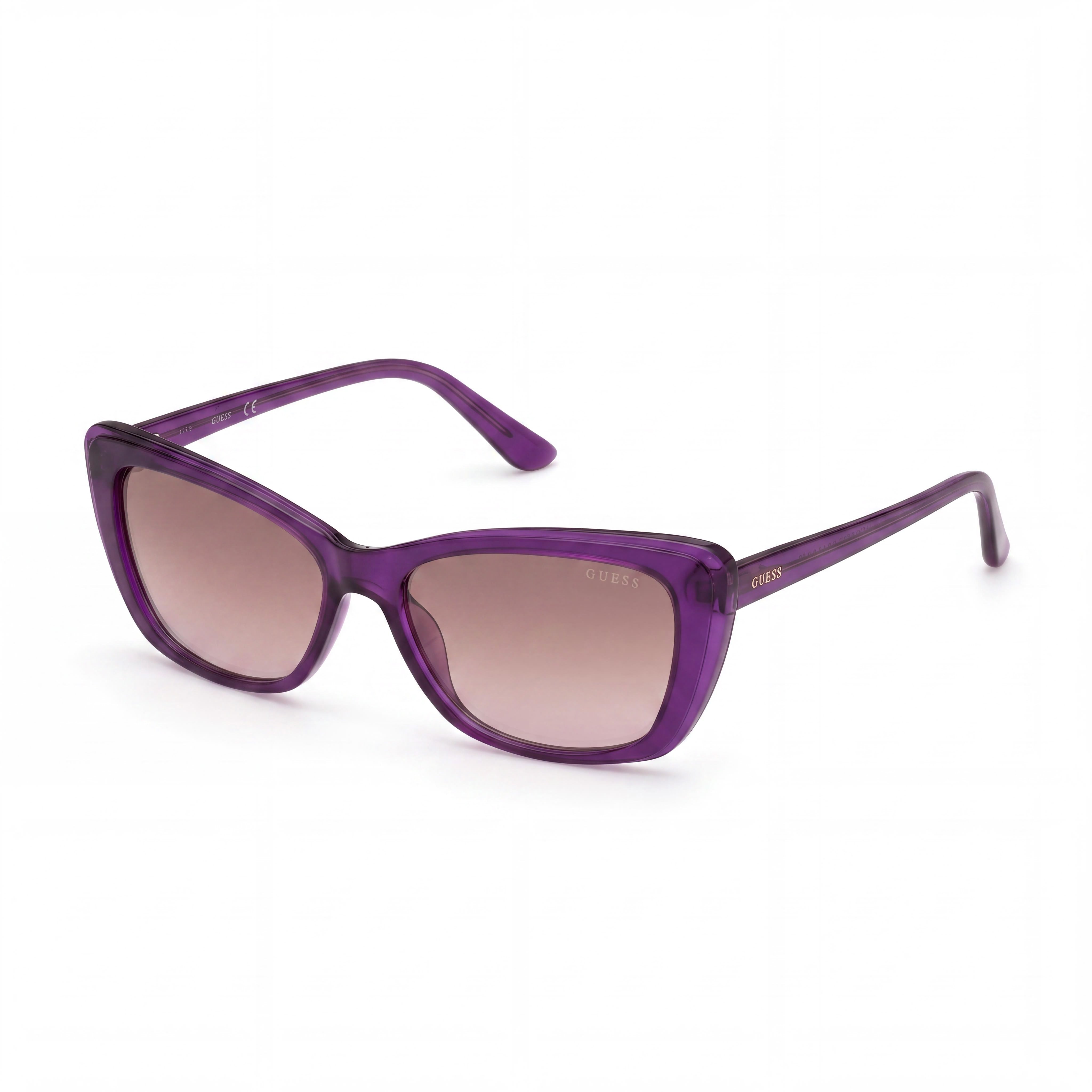 GUESS geometric gu777483z55 Gafas de sol polarizadas de plástico morado para mujer con protección UV y efecto espejo degradado morado de 55 mm, Photo 1