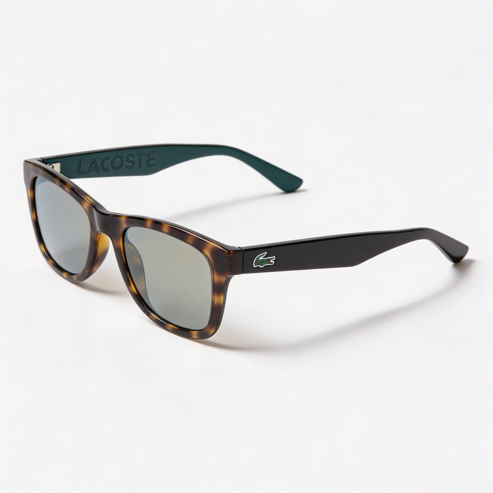 Montura rectangular de plástico Lacoste para mujer en color verde Habana con lentes antirreflejos azul mate no polarizadas con protección UV, talla 51-20