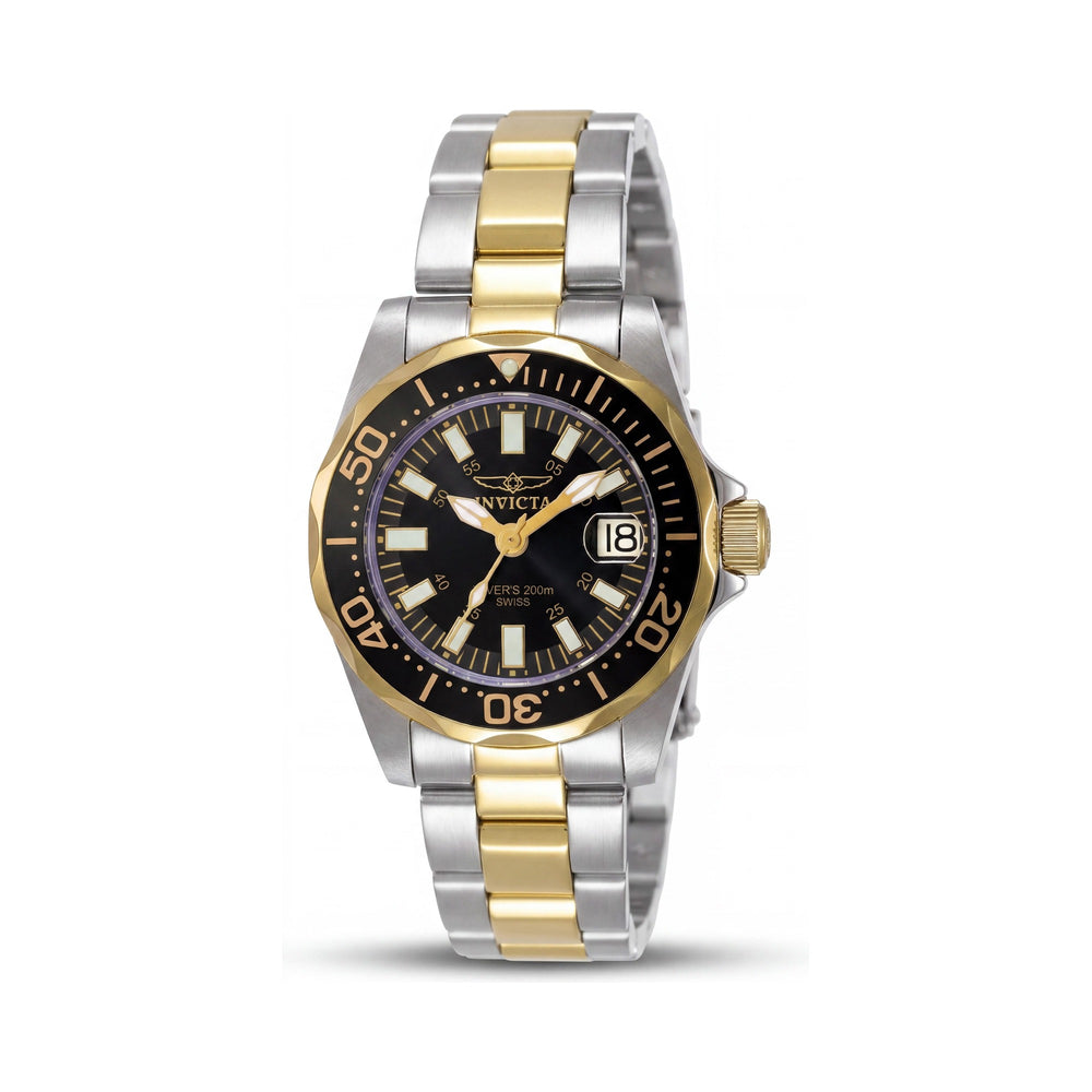 Invicta 7063 Reloj de buceo para mujer con brazalete de dos tonos, cristal de zafiro, resistencia al agua de 200 m, luminiscente, 27 mm