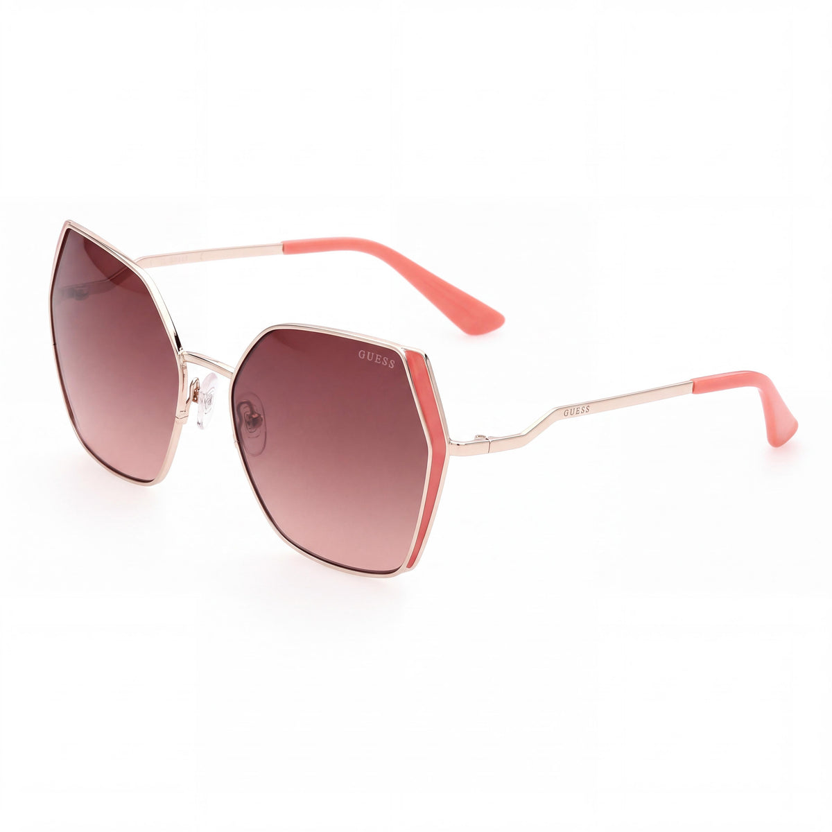 Gafas de sol GUESS GU7843 para mujer de plástico, color dorado, lentes de policarbonato marrón degradado con protección UV, ancho de lente de 61 mm, Photo 1