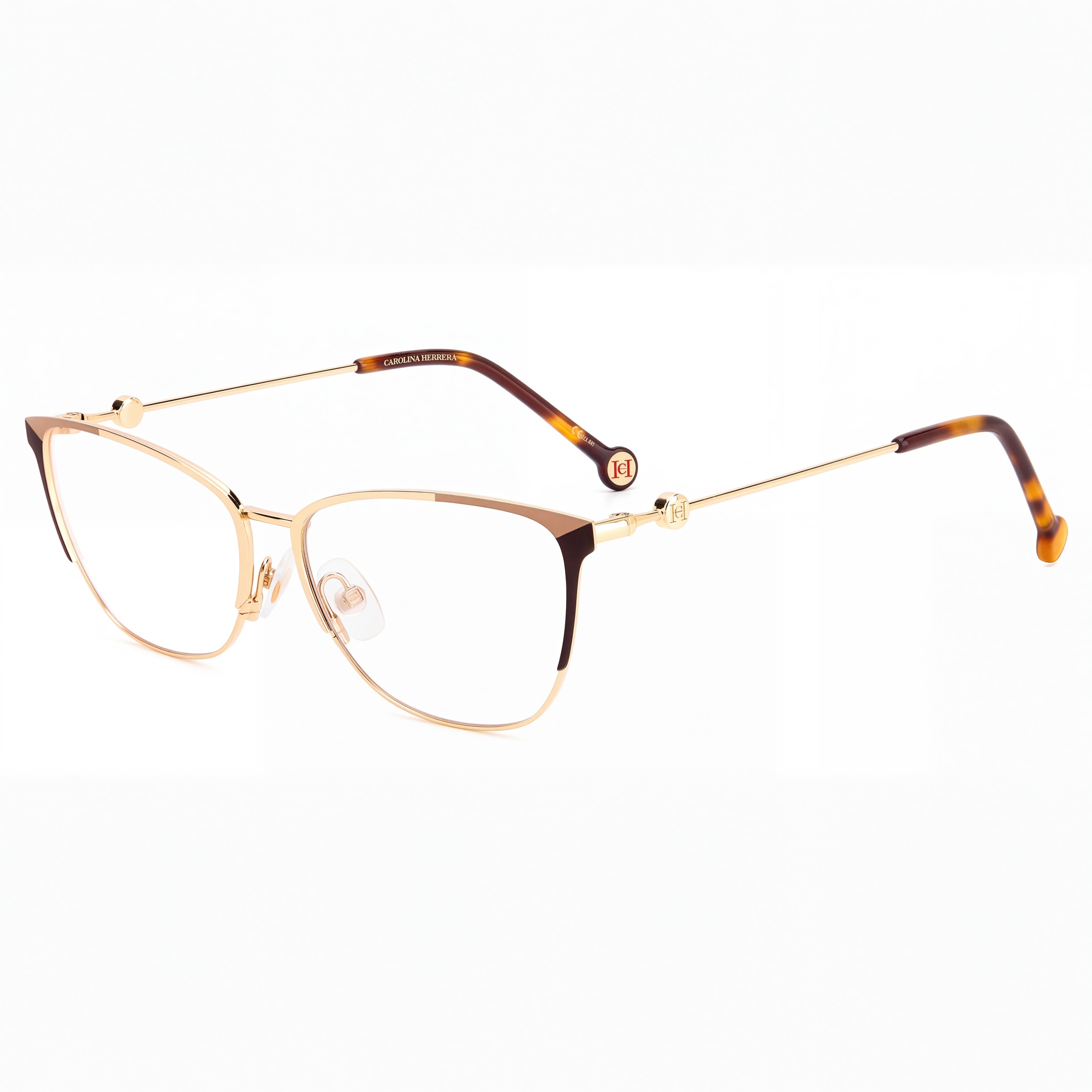 Carolina Herrera Her 0116 Women's Casual Style Eyewear with Gold Brown Alloy Steel Frame, 57mm, Photo 1