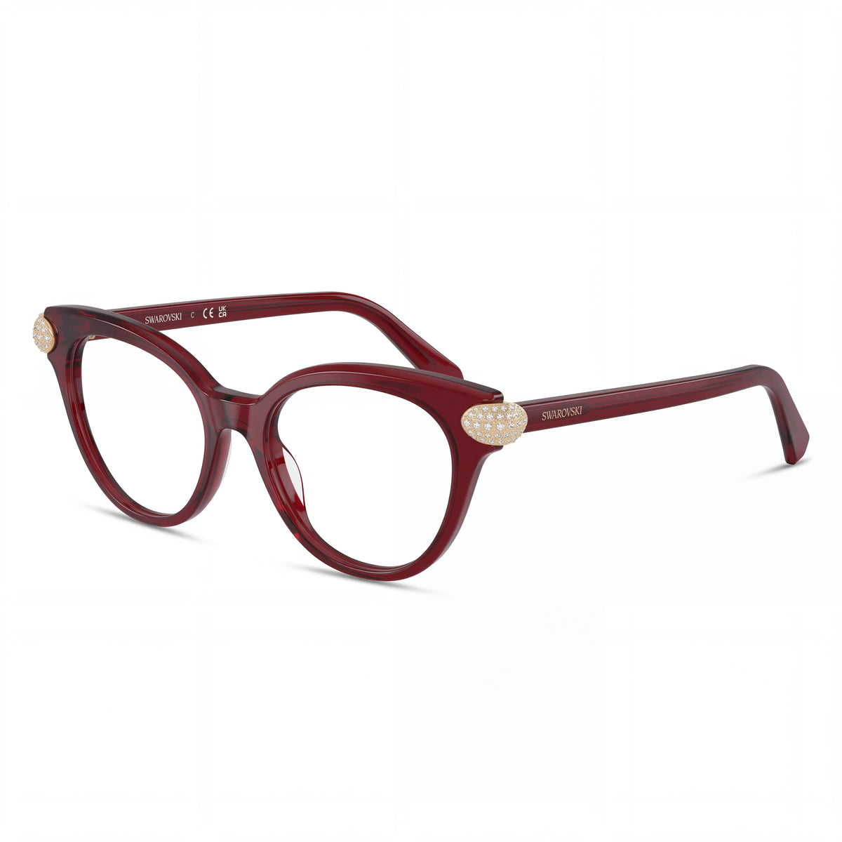 Montura de gafas graduadas redondas de plástico para mujer Swarovski SK2046, color burdeos transparente, 51-17-145, Photo 1