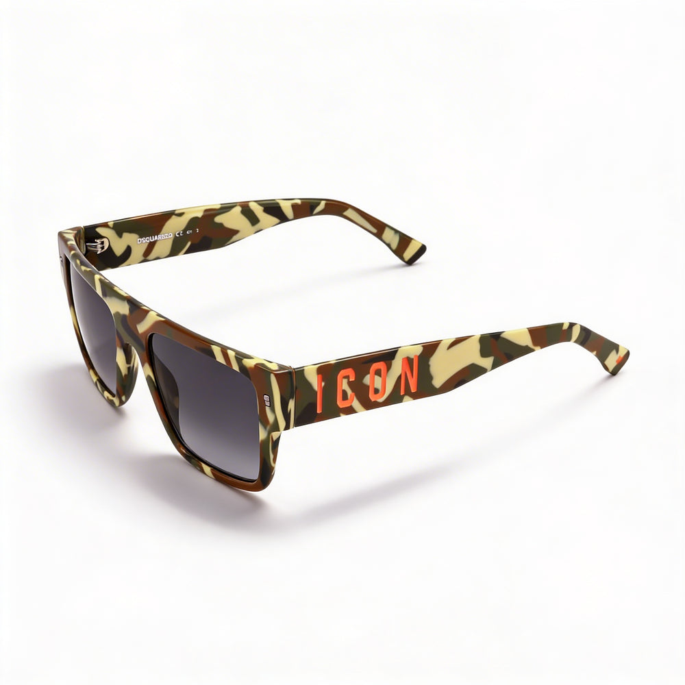 DSQUARED2 Icon 0003/S Camo Plastic Unisex Sunglasses, Gray Gradient Lenses, UV Protection 56-18-145