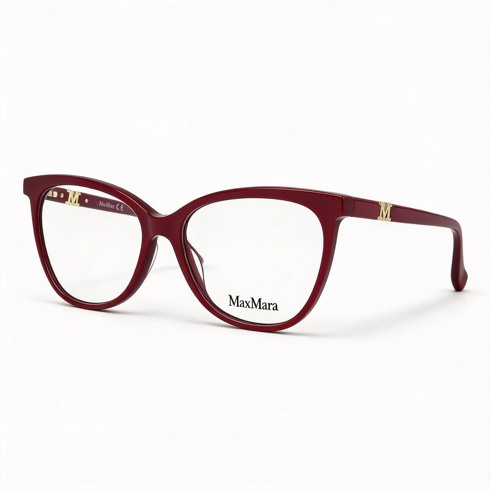 Gafas de sol polarizadas MaxMara MM5018 para mujer con montura de plástico burdeos y detalle Maxmaragram en dorado pálido, ancho de lente de 53 mm