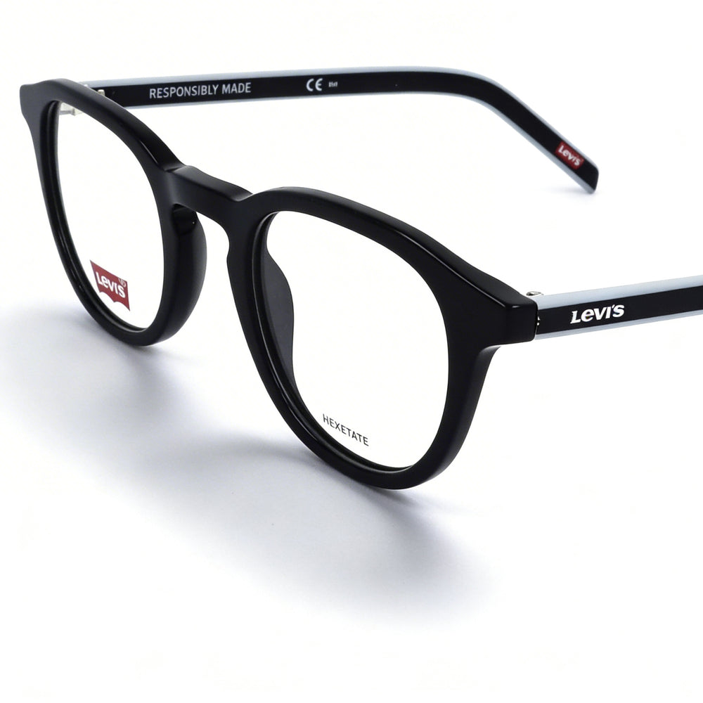 Levi's Classic Unisex Eco PMMA Frame in Black with Black Polycarbonate Lenses Classic Style Eyewear 48mm