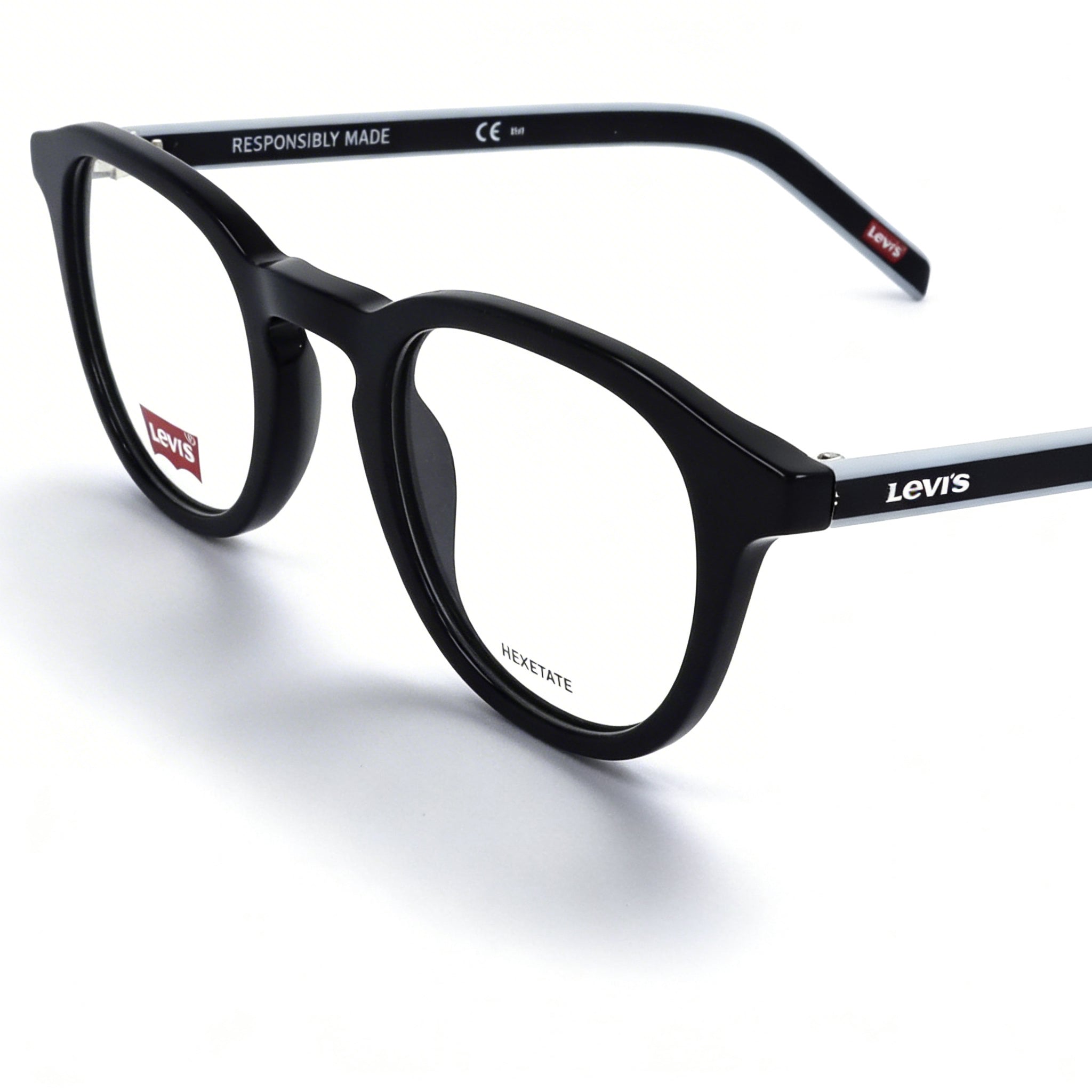 Levi's Classic Unisex Eco PMMA Frame in Black with Black Polycarbonate Lenses Classic Style Eyewear 48mm, Photo 1