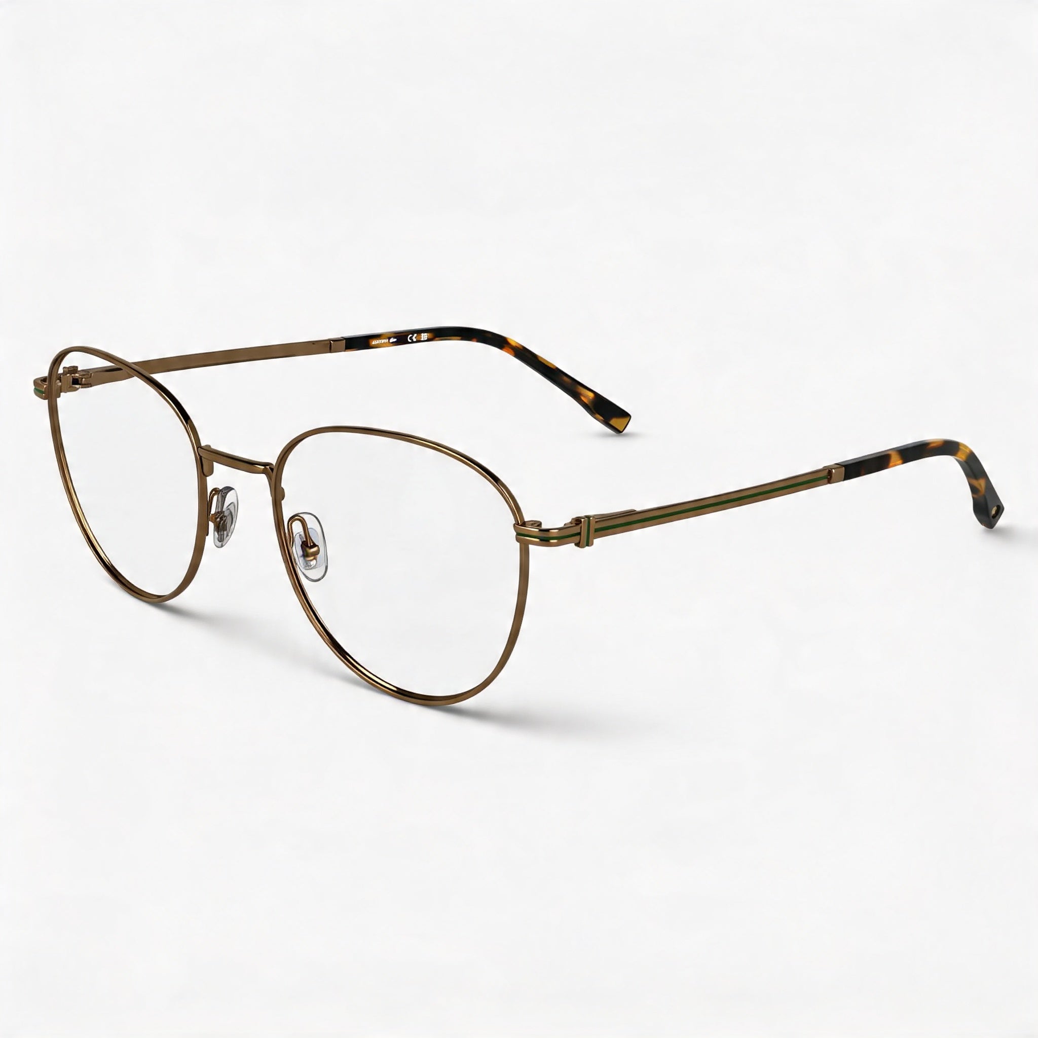 Gafas unisex Lacoste Modern L2312 con montura ovalada de metal de aro completo en oro ámbar, ancho de mica de 52 mm, Photo 1