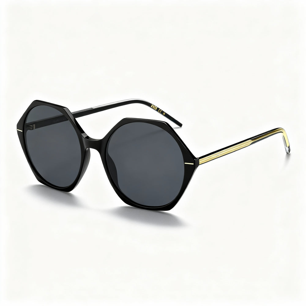 HUGO BOSS Light & Minimal Women's Acetate Non-Polarized Sunglasses Black Crystal Grey 56-18-140