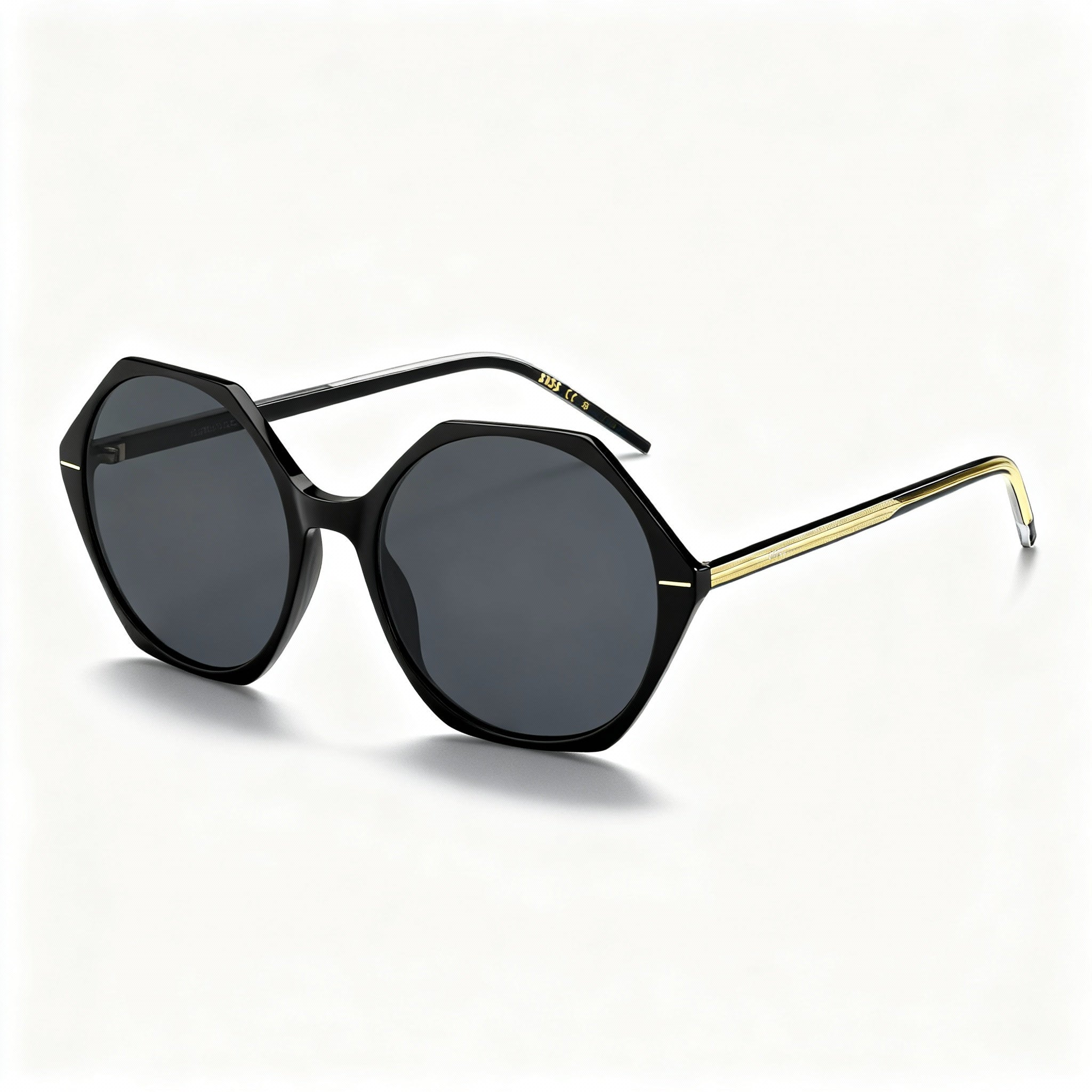 HUGO BOSS Light & Minimal Women's Acetate Non-Polarized Sunglasses Black Crystal Grey 56-18-140, Photo 1