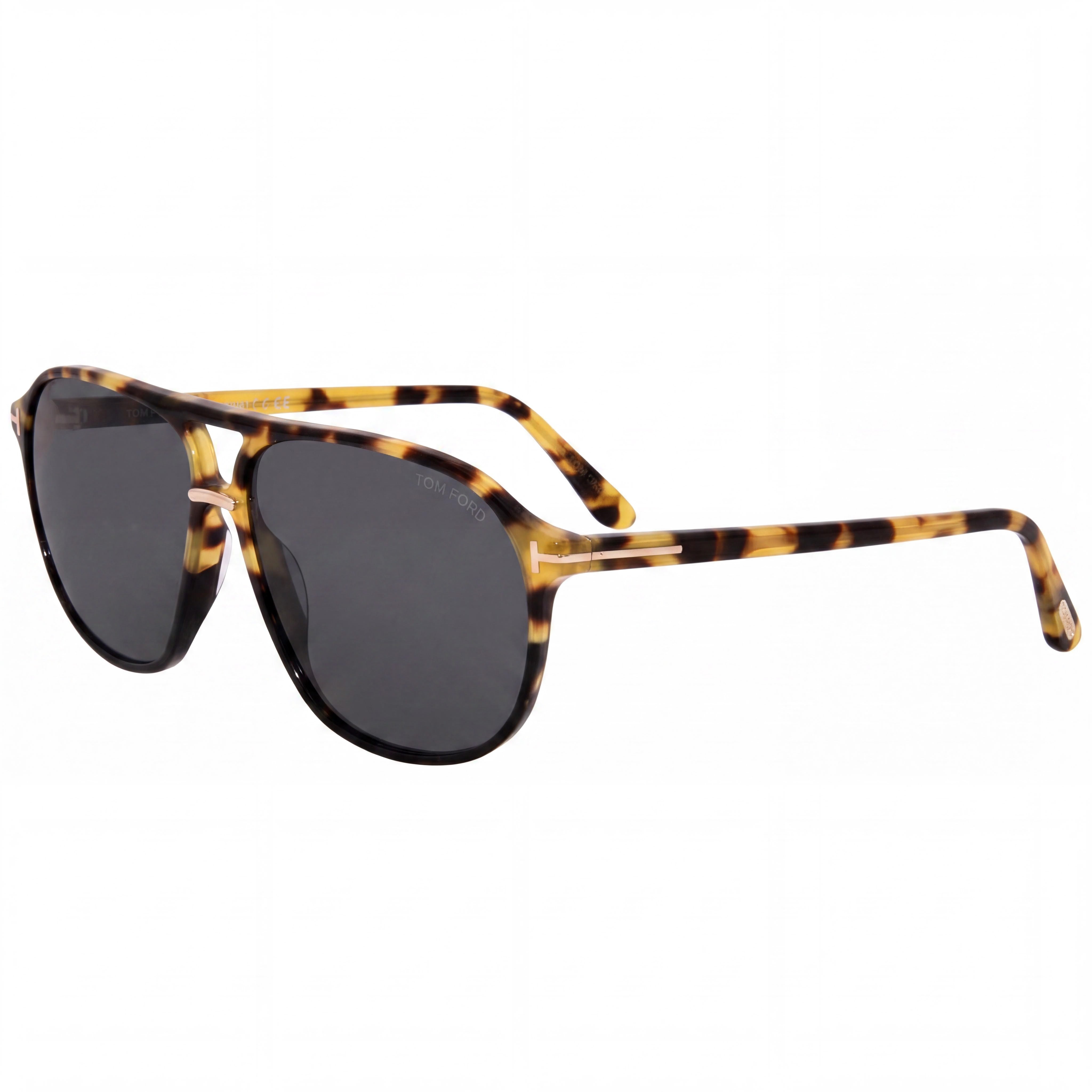Gafas de sol unisex clásicas Tom Ford Havana de plástico ahumado gris oscuro con protección UV, no polarizadas, 61 mm, Photo 1