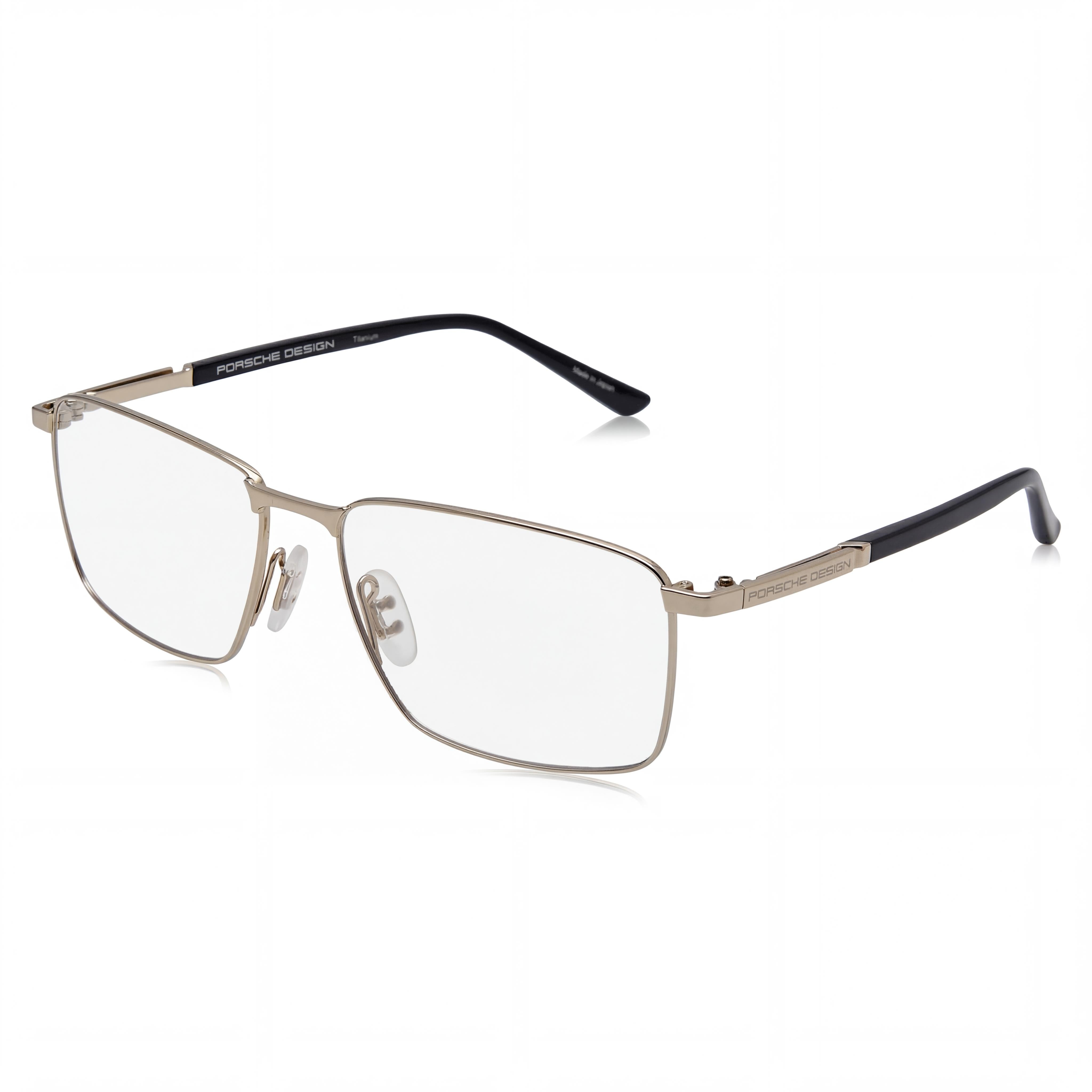 Porsche P8729 Women's Modern Titanium Frame Gold Black Transparent Lens Sunglasses 55mm, Photo 1