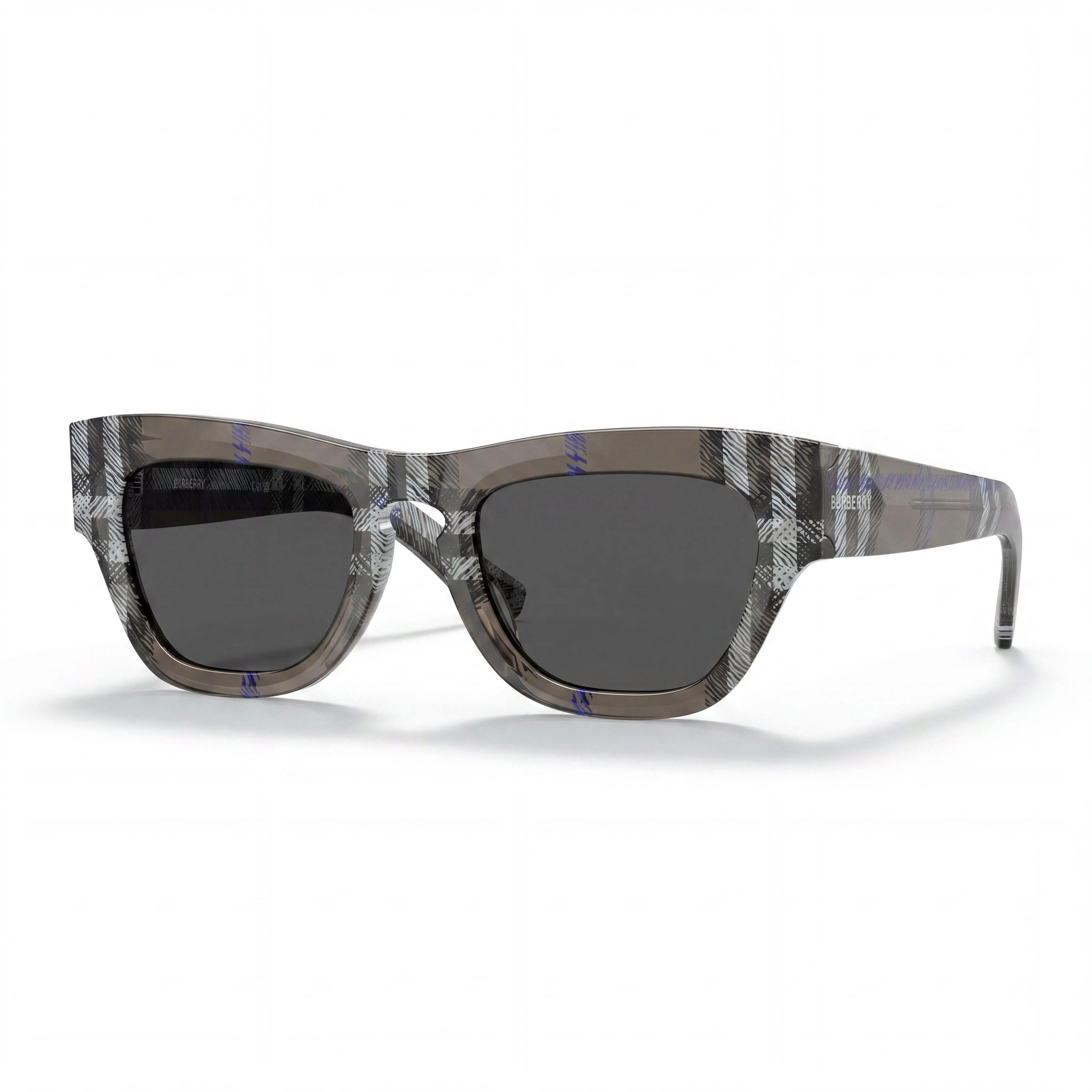 Gafas de sol unisex BURBERRY Classic con montura gris y lentes de policarbonato gris oscuro, ancho de lente de 51 mm, Photo 1