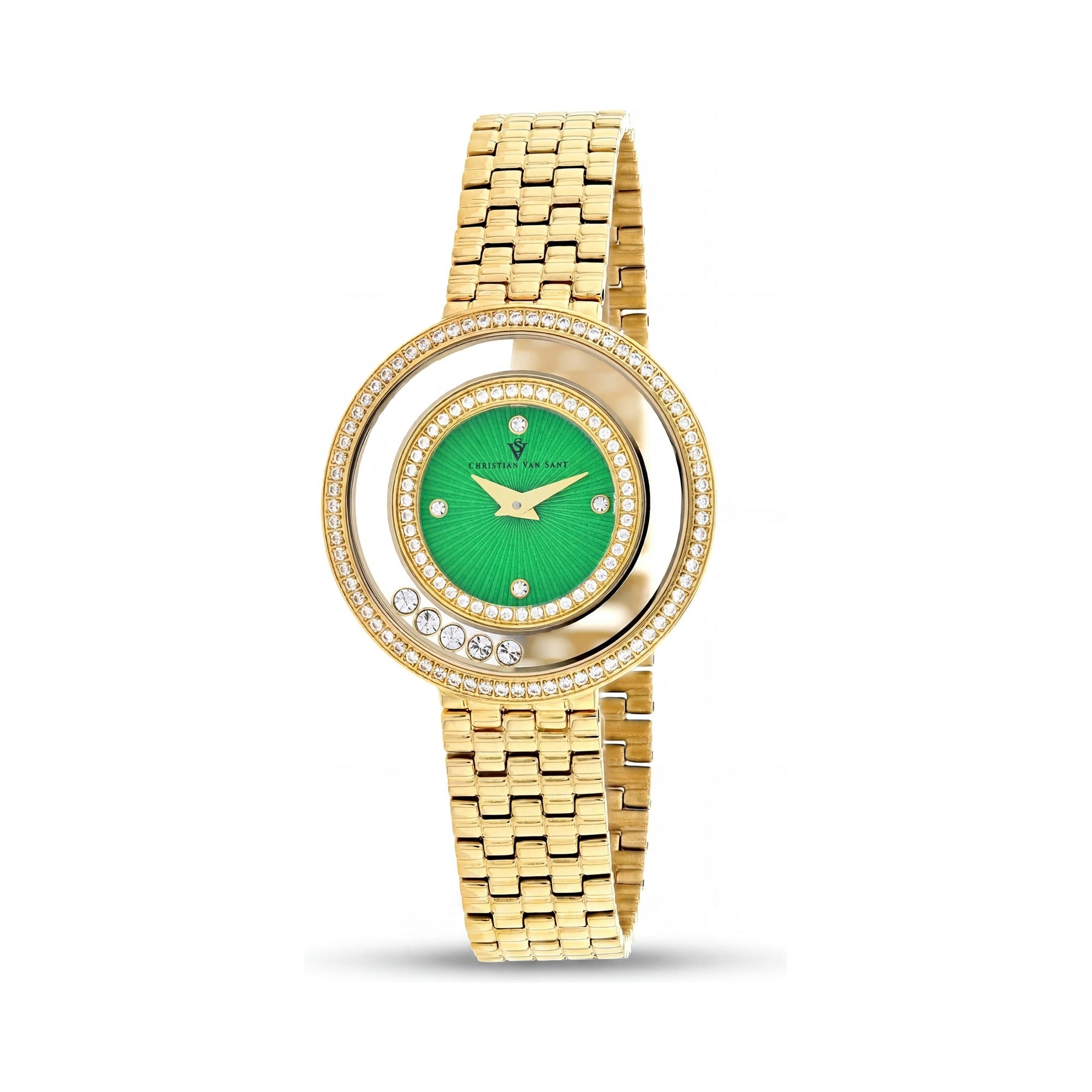 Reloj de cuarzo para mujer de Christian Van Sant, acero inoxidable, esfera verde, resistente al agua., Photo 1