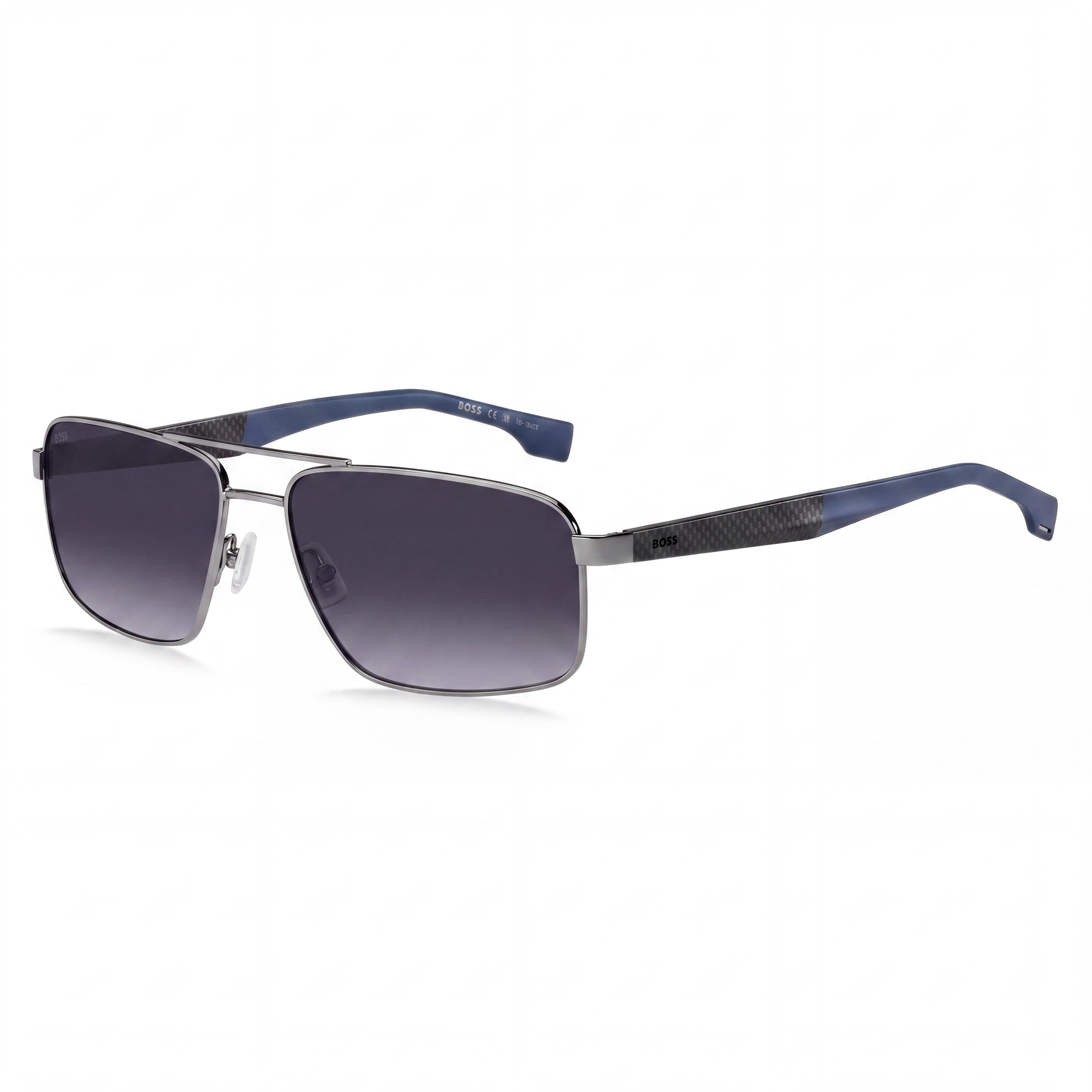 Gafas de sol Hugo Boss para hombre BOSS 1580/S Navigator de acero inoxidable, rutenio, azul, marrón, gris sombreado, 59mm, protección UV, Photo 1