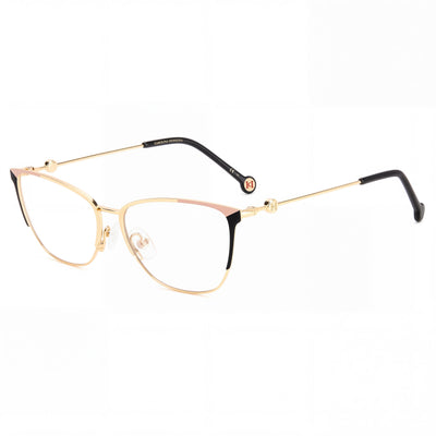 Carolina Herrera Modern Women's Black Gold Alloy Steel Sunglasses with Polycarbonate Lenses, 57mm Lens Width