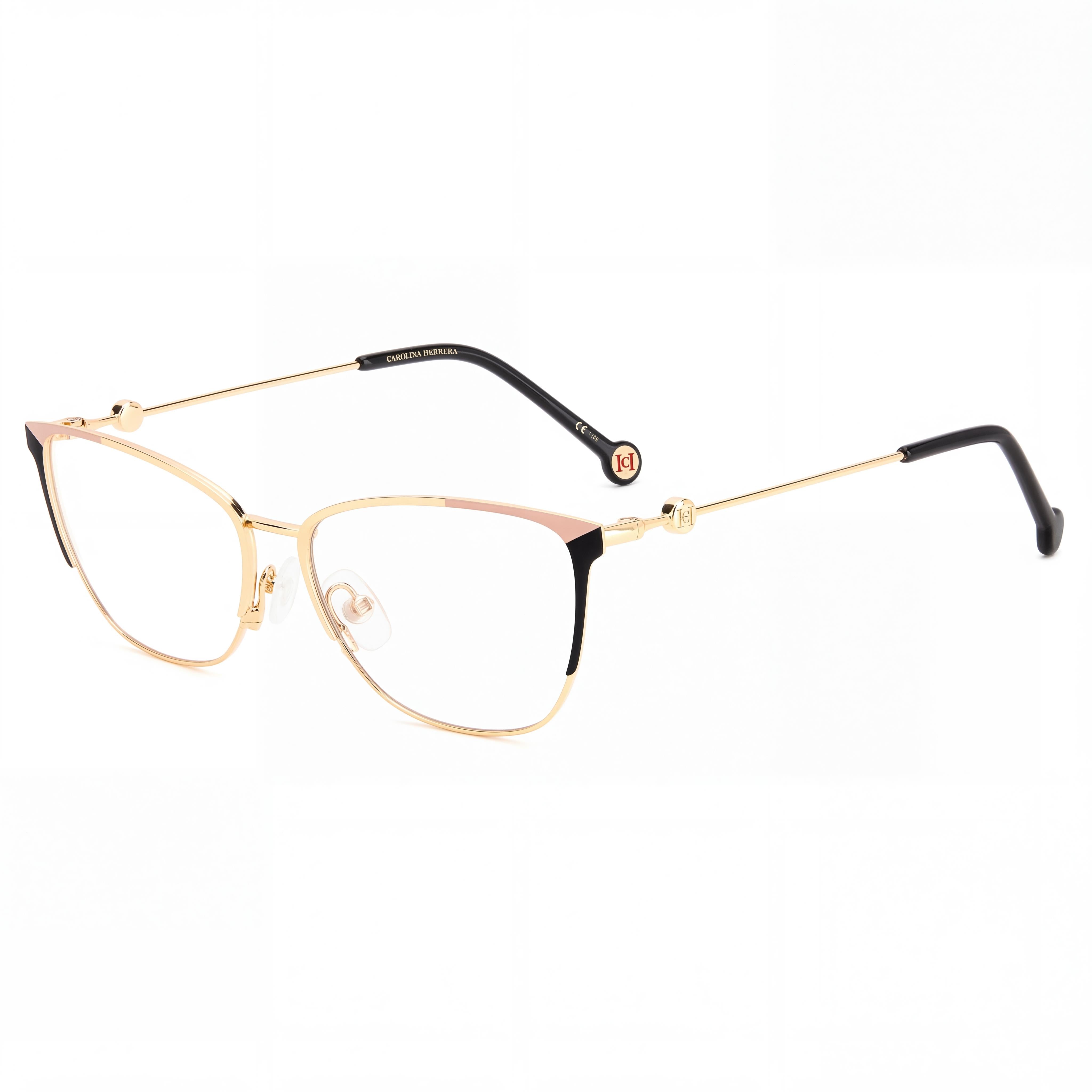 Carolina Herrera Modern Women's Black Gold Alloy Steel Sunglasses with Polycarbonate Lenses, 57mm Lens Width, Photo 1