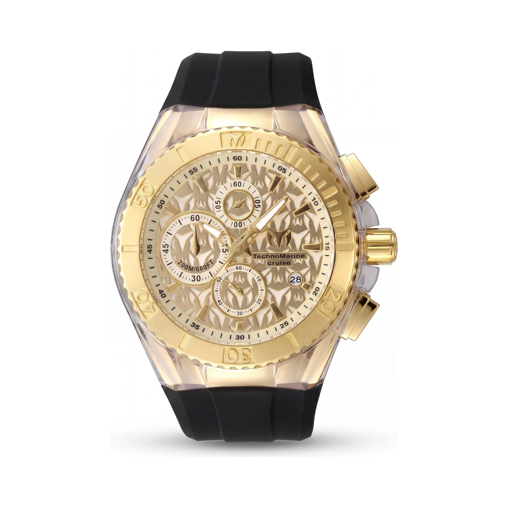 Technomarine Cruise TM-125002 Men's Chronograph Quartz Stainless Steel Gold Dial Silicone Watch 45mm, Photo 1