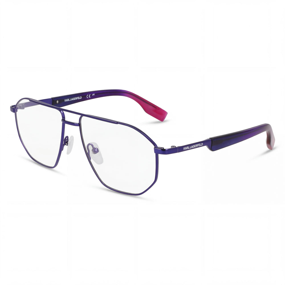 Montura de gafas ópticas para hombre KARL LAGERFELD KL353, diseño de metal azul oscuro, con un ancho de lente de 56 mm