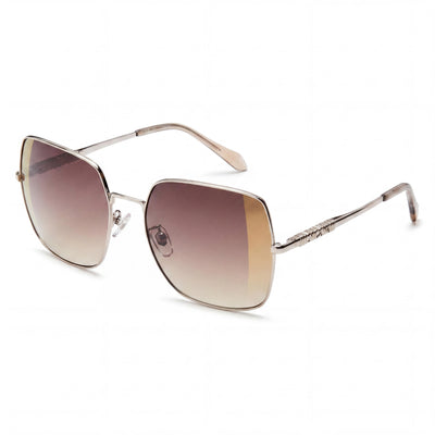 Just Cavalli Casual Women's UV Sunglasses Shiny Red Gold Multicoloured Frame Brown Gradient Mirror Gold Lenses 60-18-140