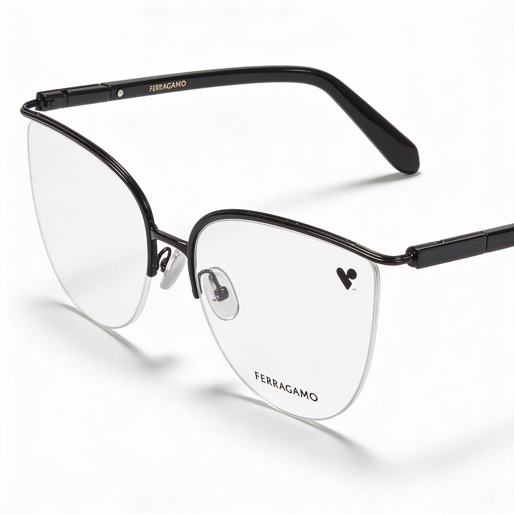 Monturas para gafas ópticas Salvatore Ferragamo SF2227 para hombre con marco de metal negro y ancho de lente de 56 mm