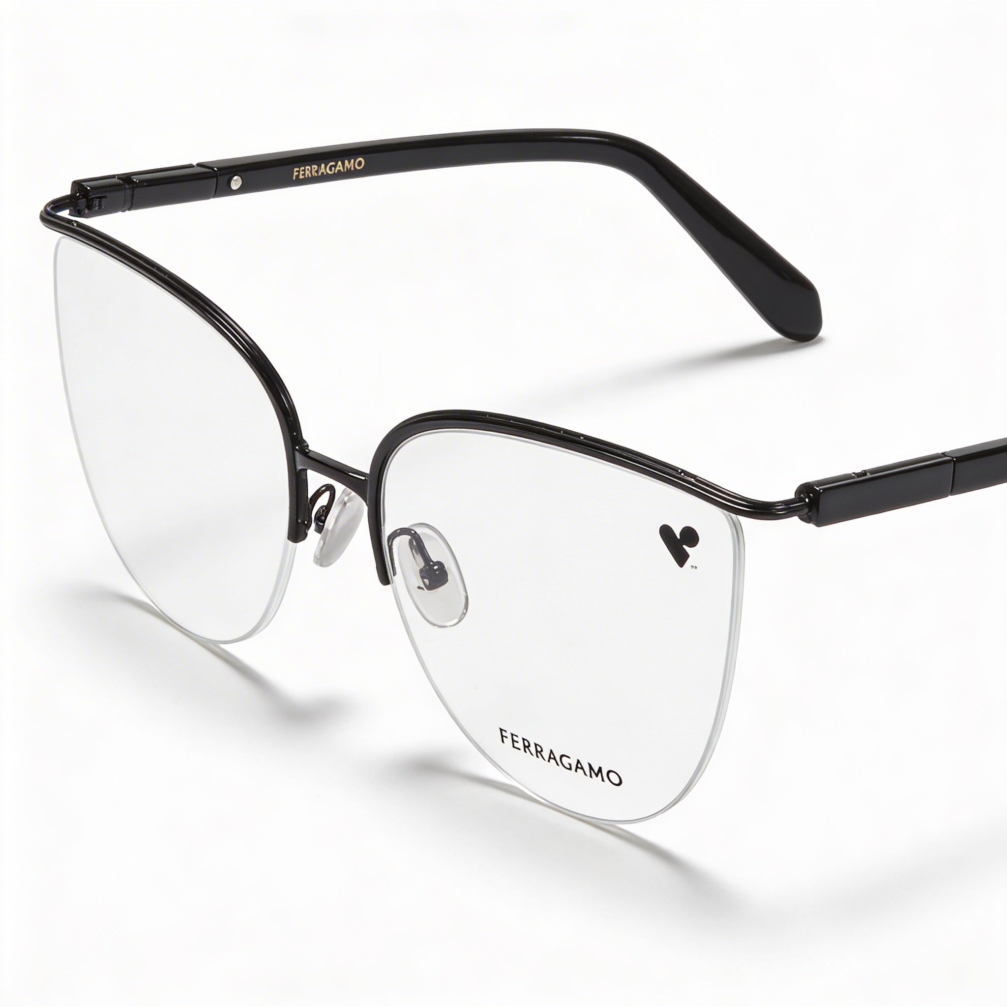Monturas para gafas ópticas Salvatore Ferragamo SF2227 para hombre con marco de metal negro y ancho de lente de 56 mm, Photo 1
