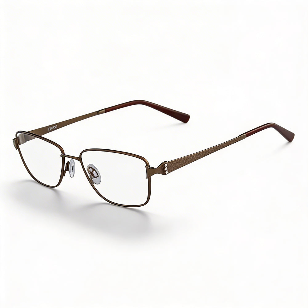 Gafas polarizadas Flexon Lana para hombre, de metal marrón, con lentes de 55 mm de ancho, puente de 17 mm y patillas de 135 mm de largo.