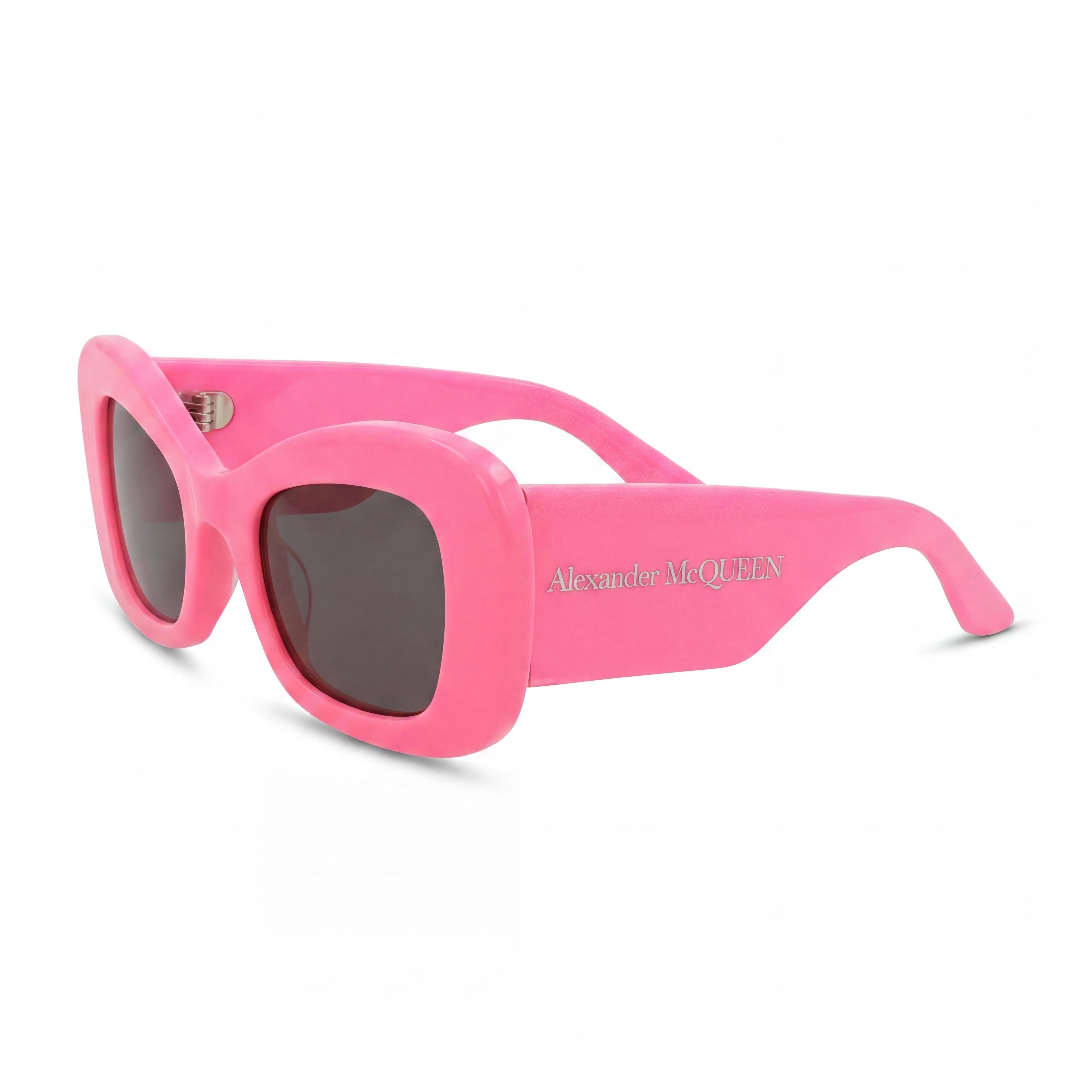 Alexander McQueen Women's Cat Eye Sunglasses with Pink Pink Grey Recycled Acetate Frame and Lenses, 50mm Lens Width, Photo 1